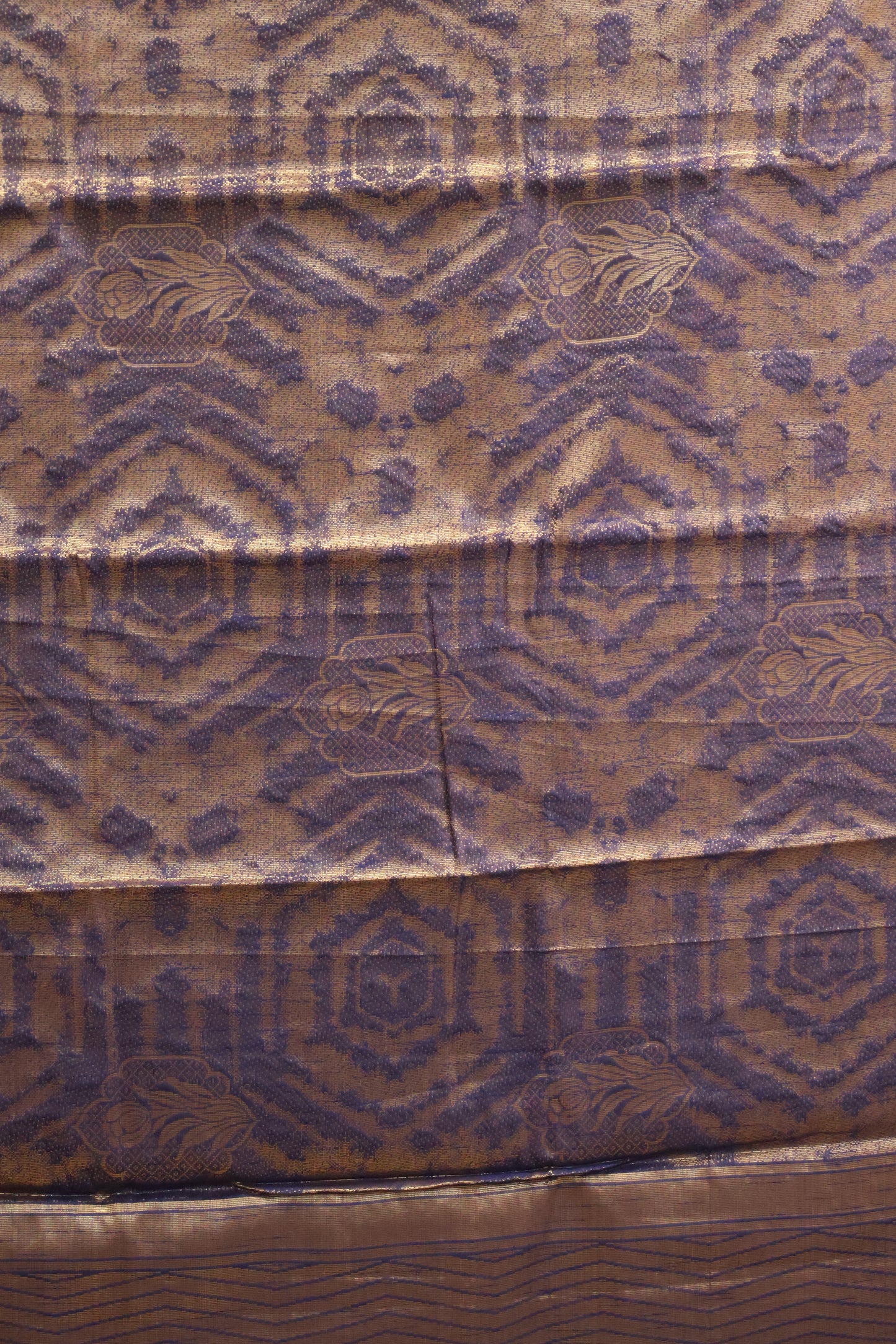 Tissue Silk Saree-Blue Floral Border