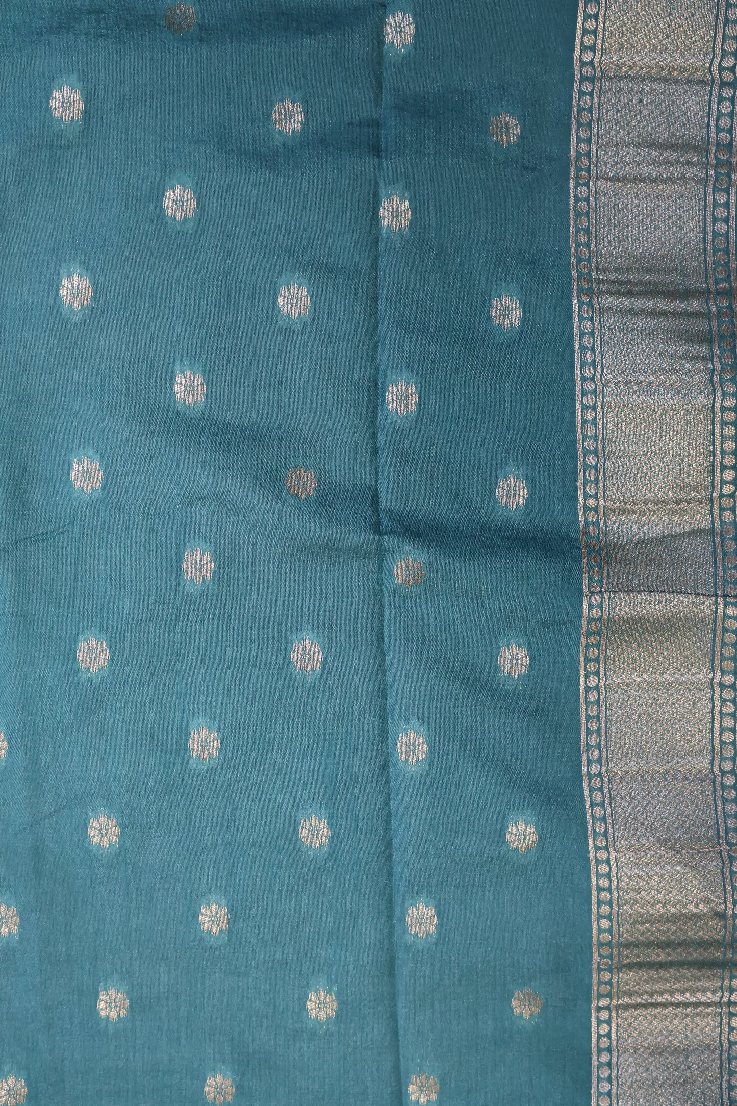 Semi Tussar Saree - Peacock Blue