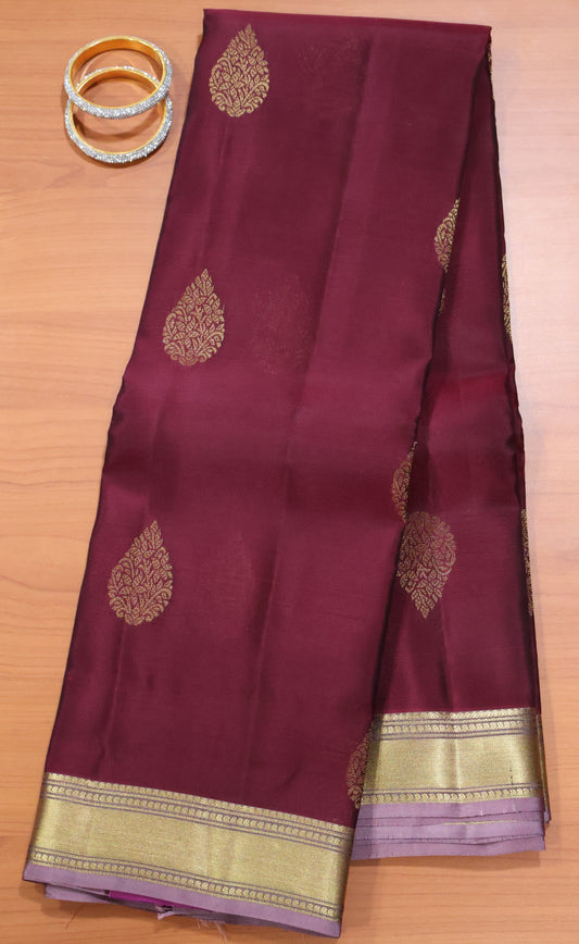 Pure Kanjivaram Silk Saree -Purple Thilagam Butta