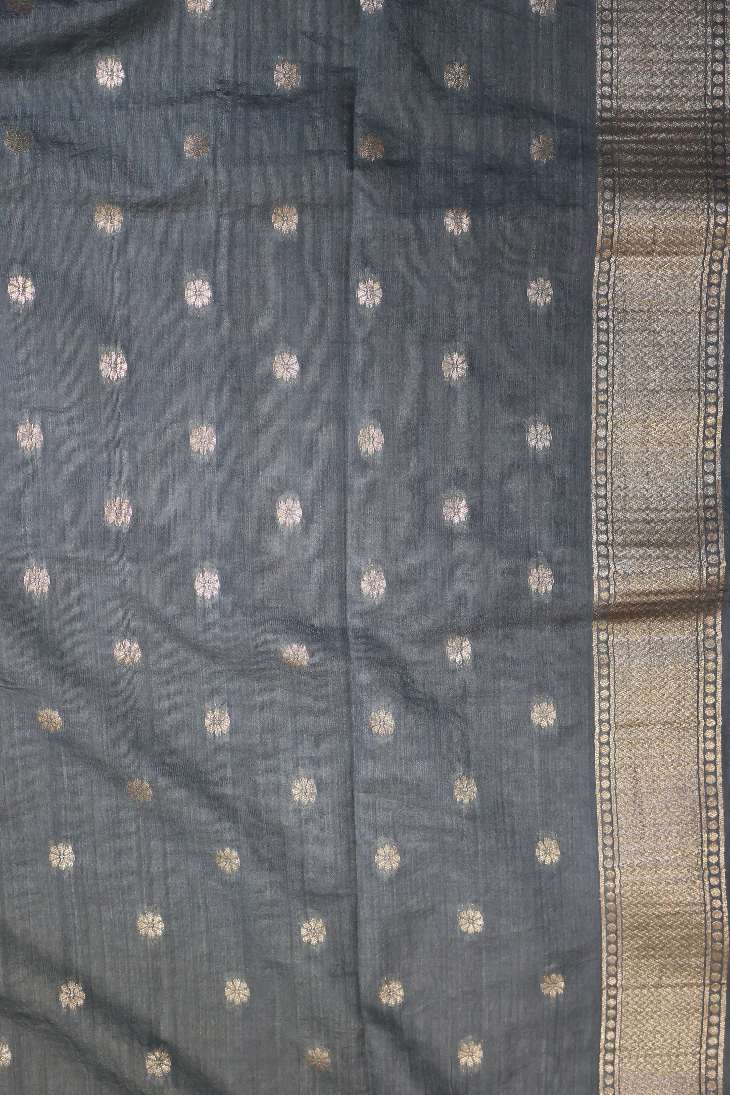 Semi Tussar Saree - Dark Blue