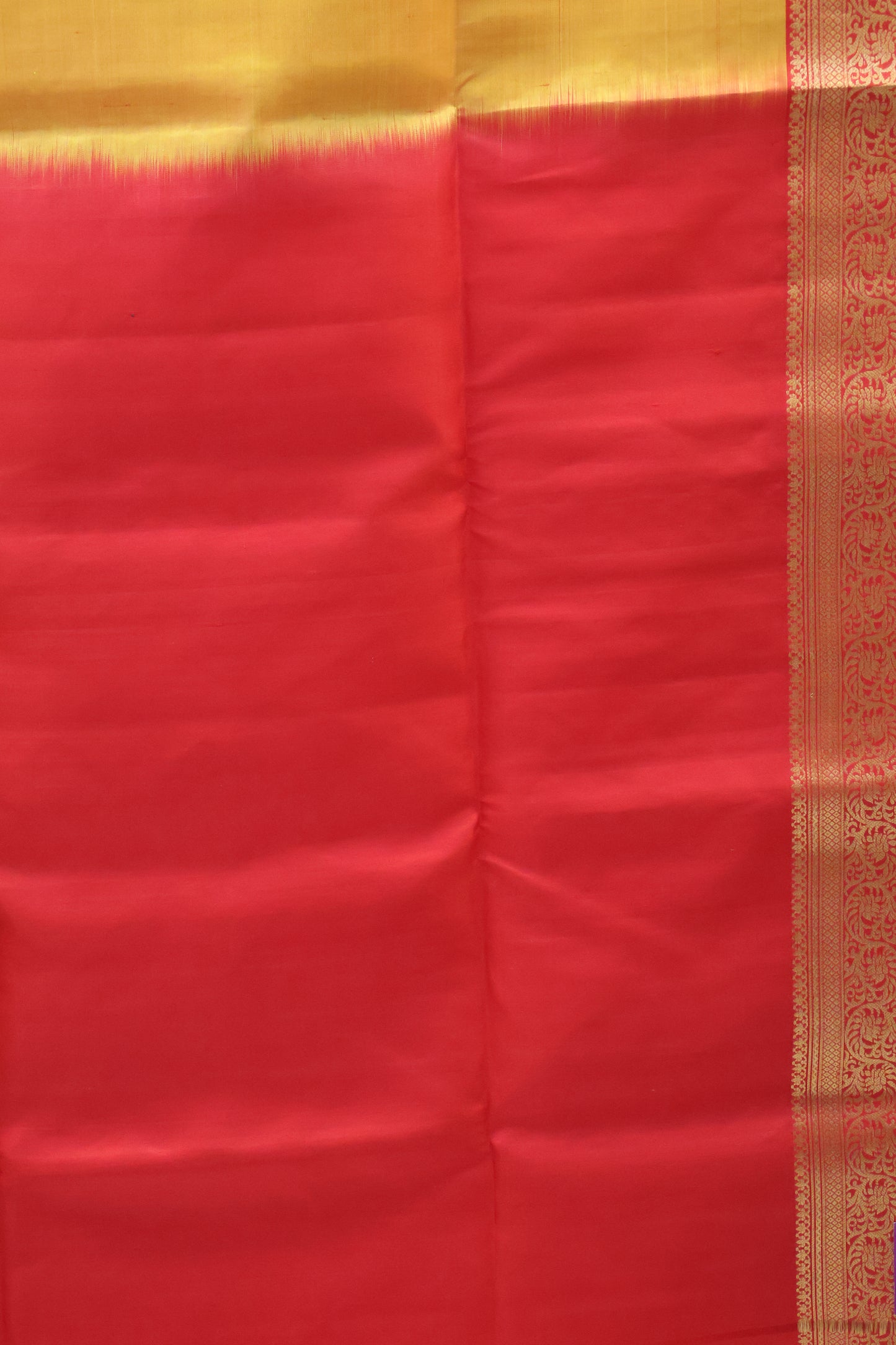 Pure Soft Silk Saree -Mango-Yellow-Red Jacqua