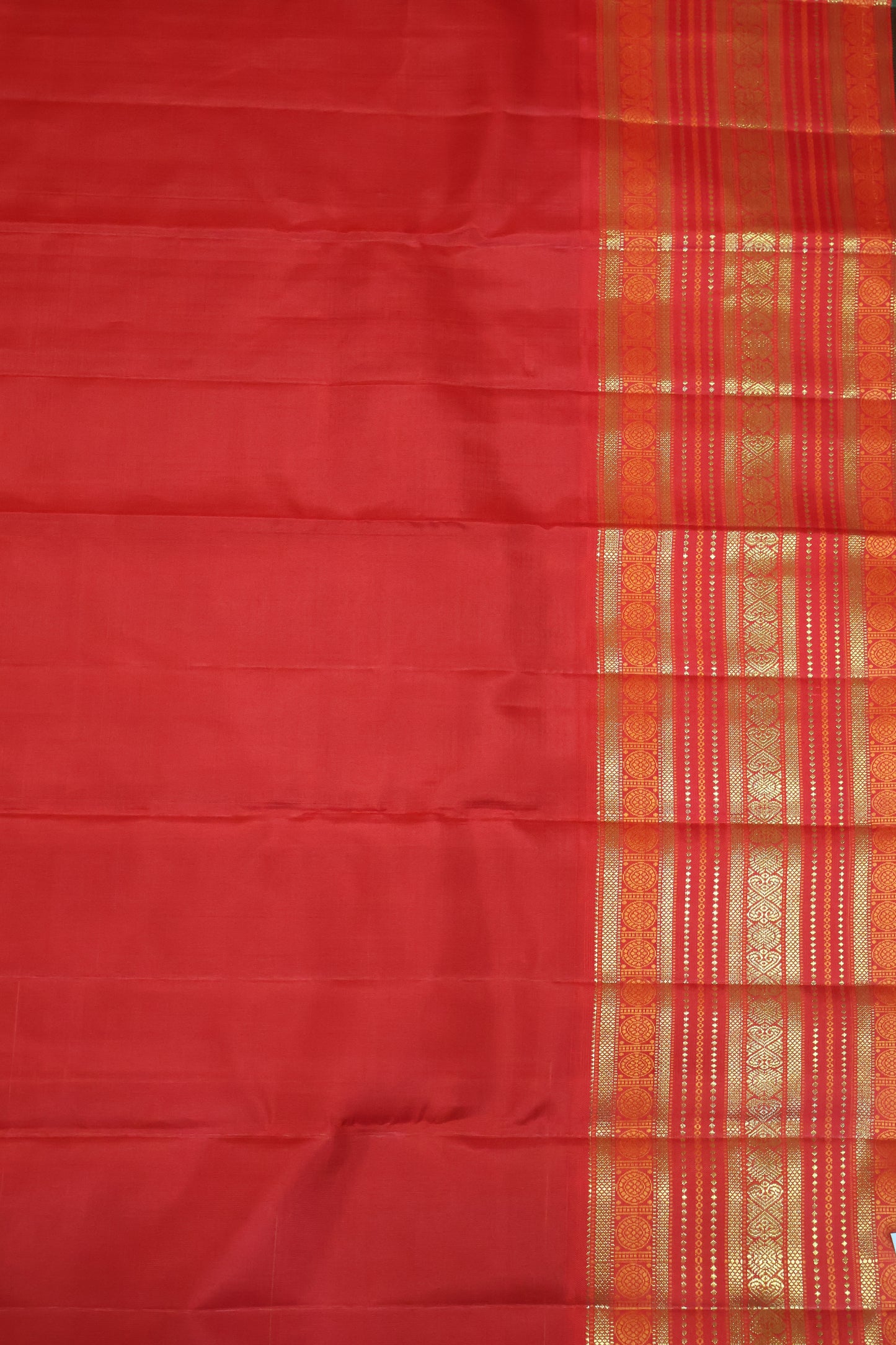 Pure Kanjivaram Silk Saree - Mango Yellow-Red