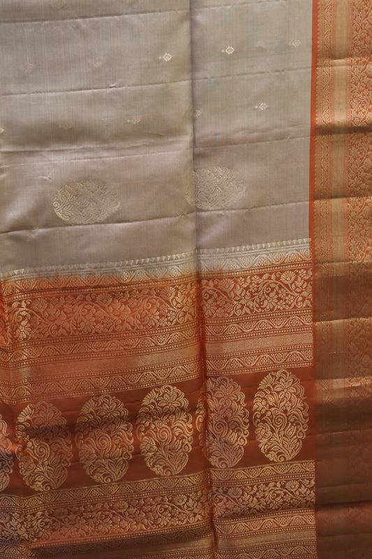 Pure Soft Silk Saree - Off White-Orange