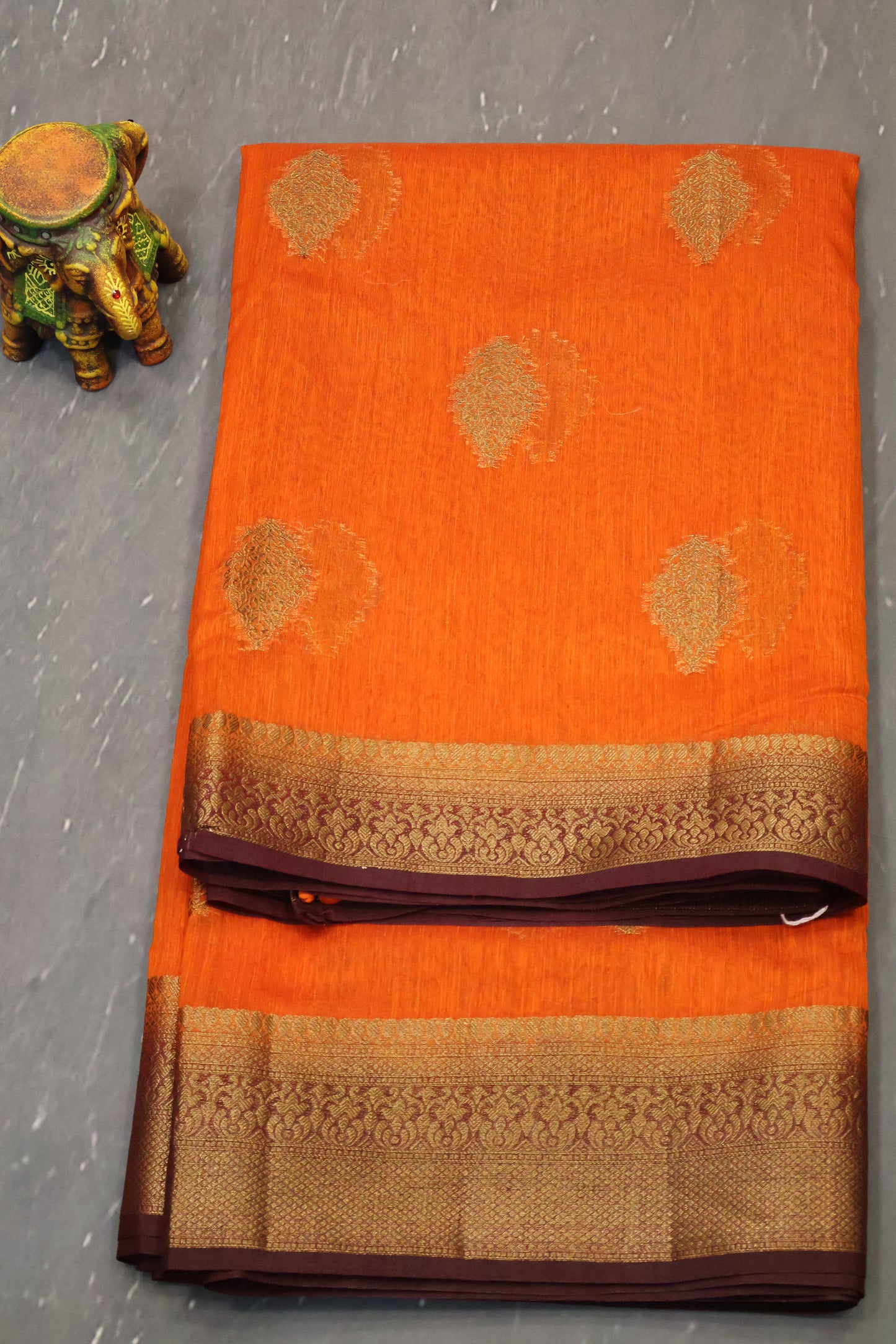 Bamboo Silk Saree-Bright Orange
