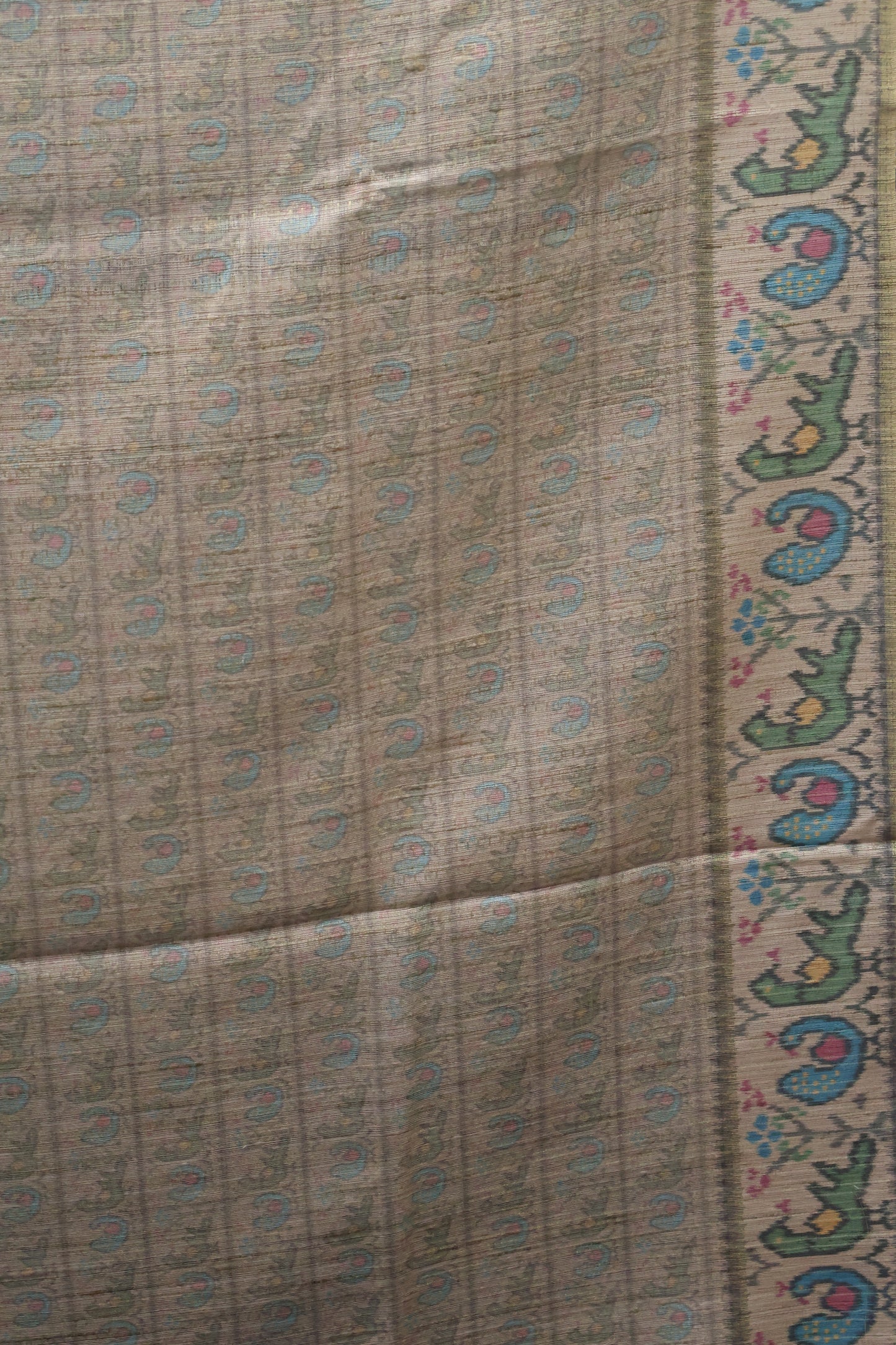 Semi Raw Silk Saree -Voilet Zari Dot Lines