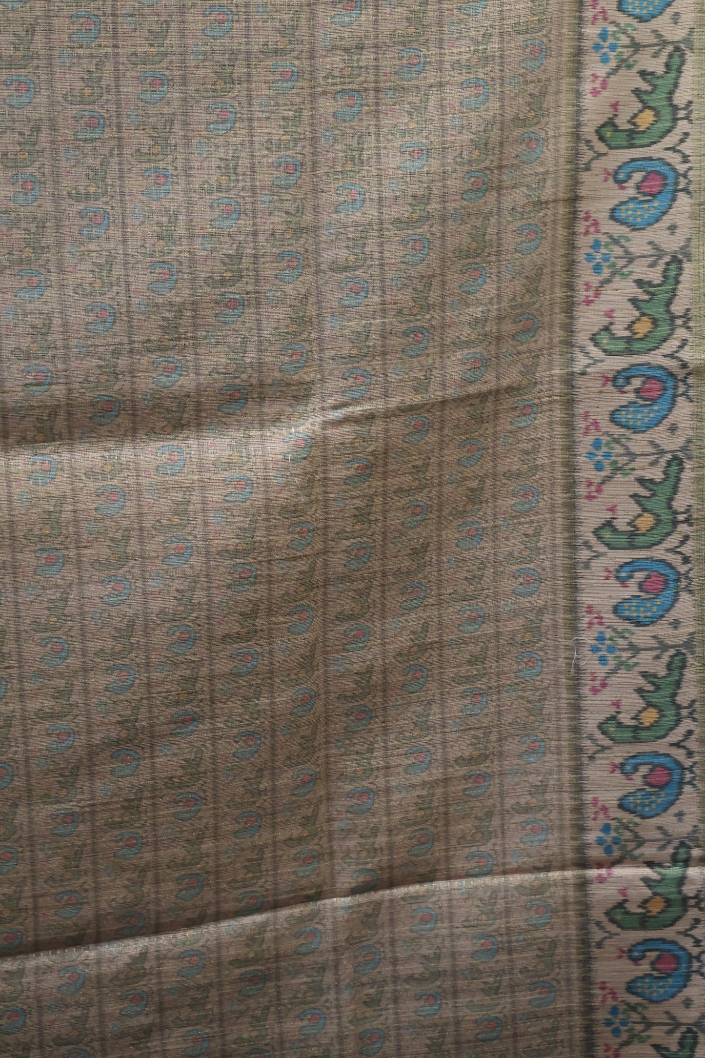 Semi Raw Silk Saree -Black Zari Dot Lines