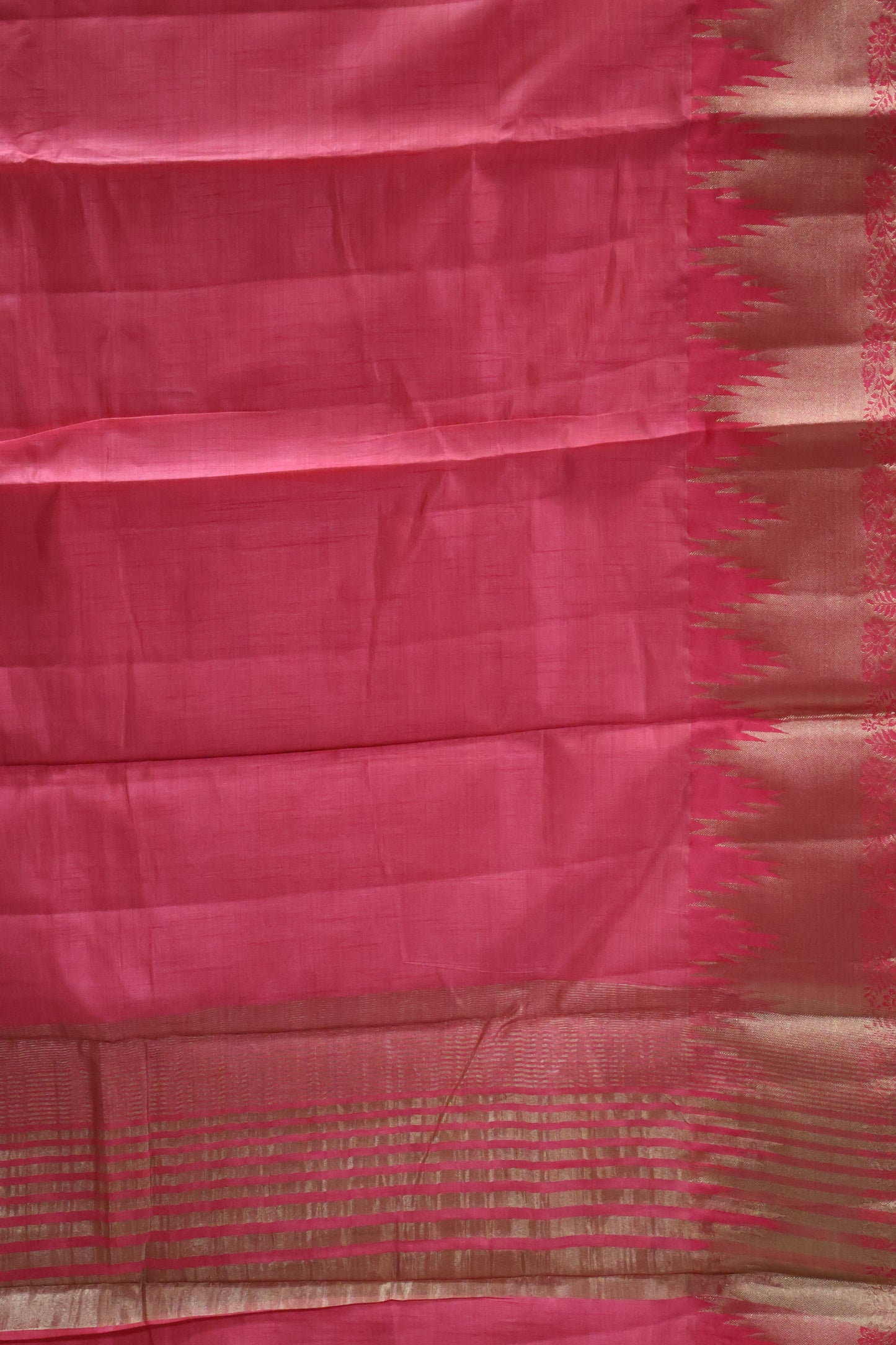 Semi Tussar Saree - Pink Temp Flower