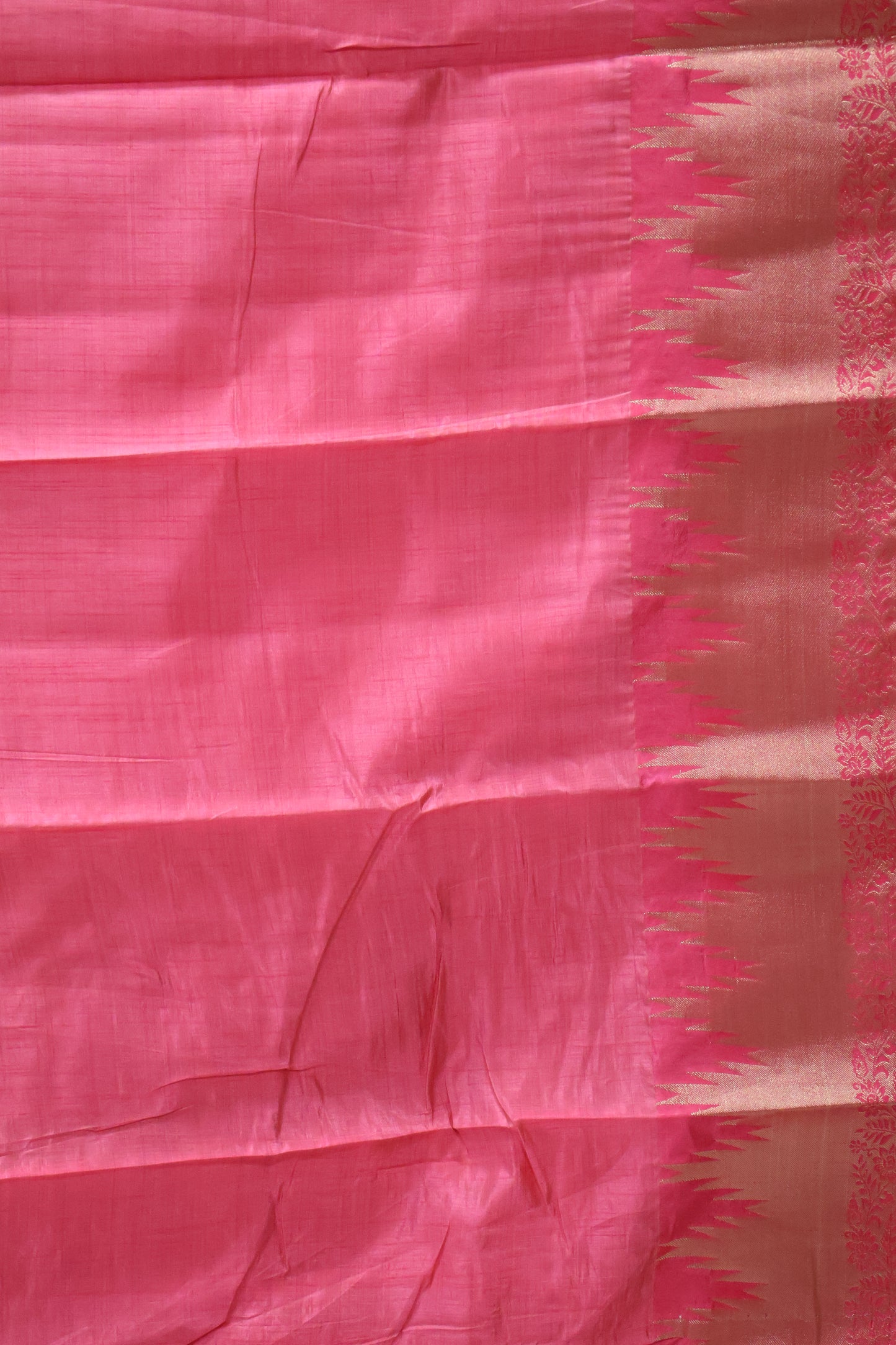 Semi Tussar Saree - Pink Temp Flower