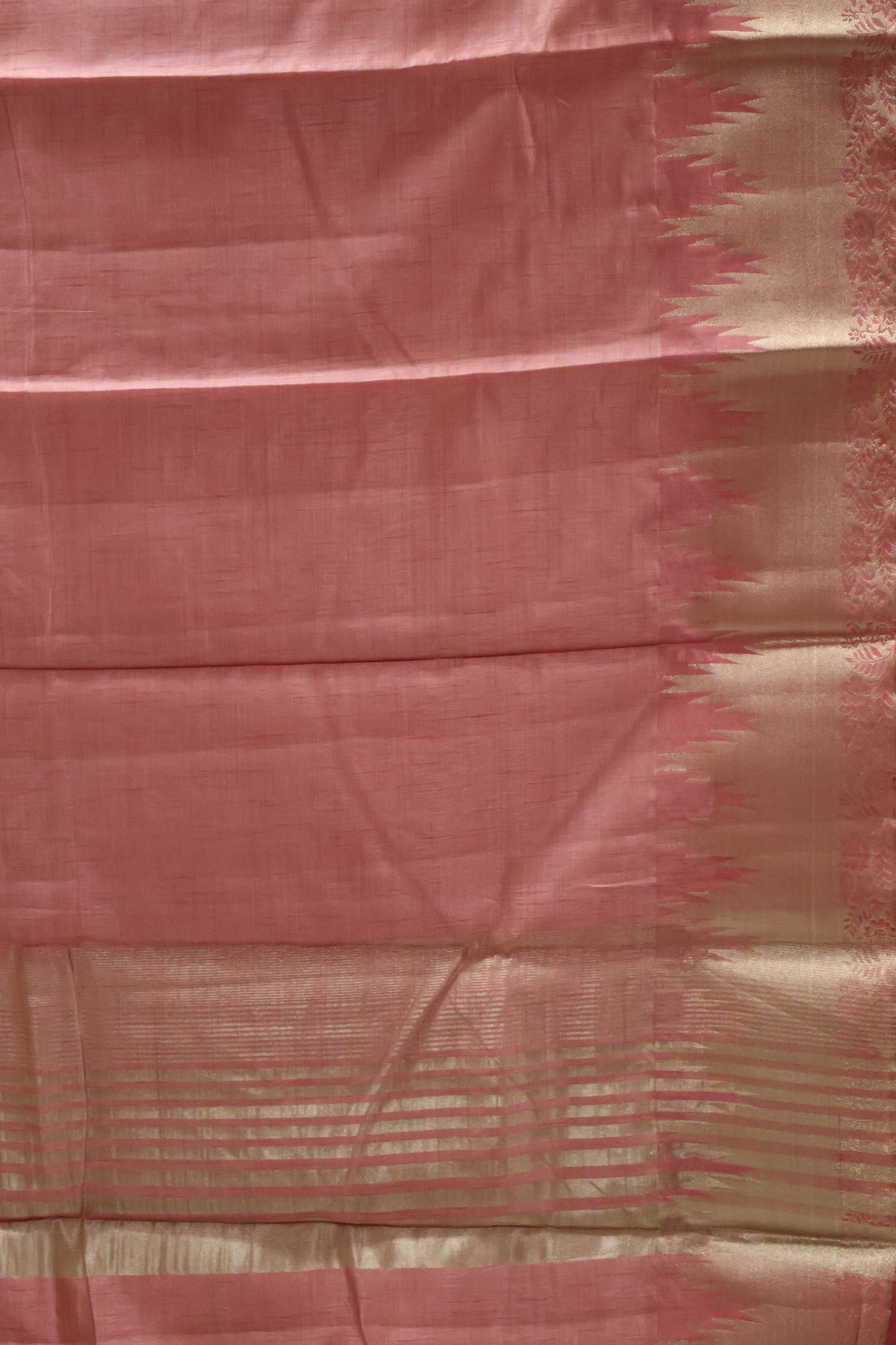 Semi Tussar Saree - Lite Pink Temp Flower