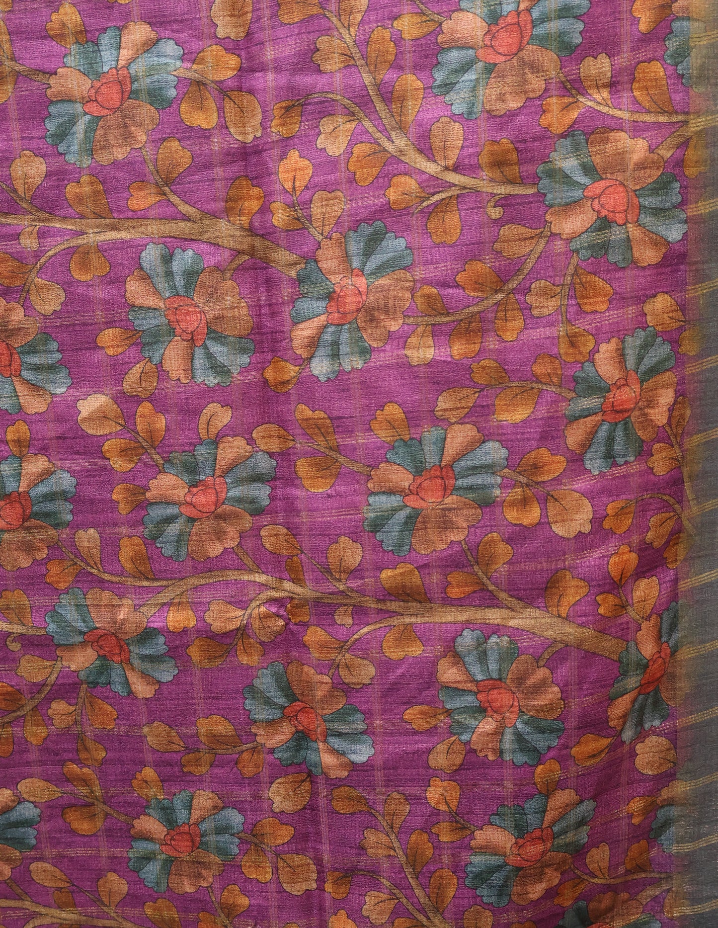 Semi Tussar Saree -Blue Rukmini Print