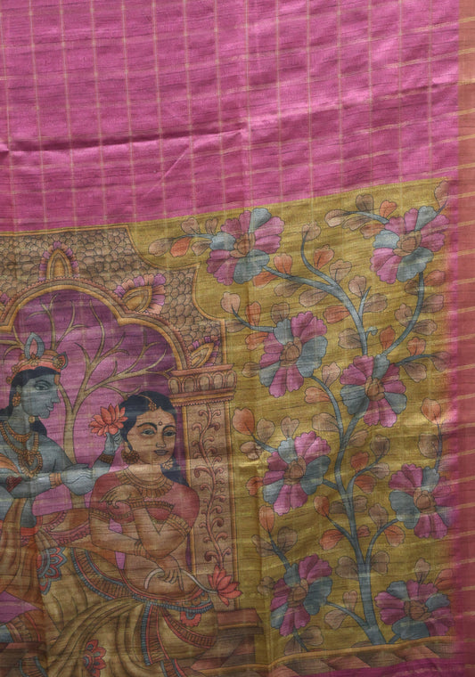 Semi Tussar Saree -Purple Rukmini Print