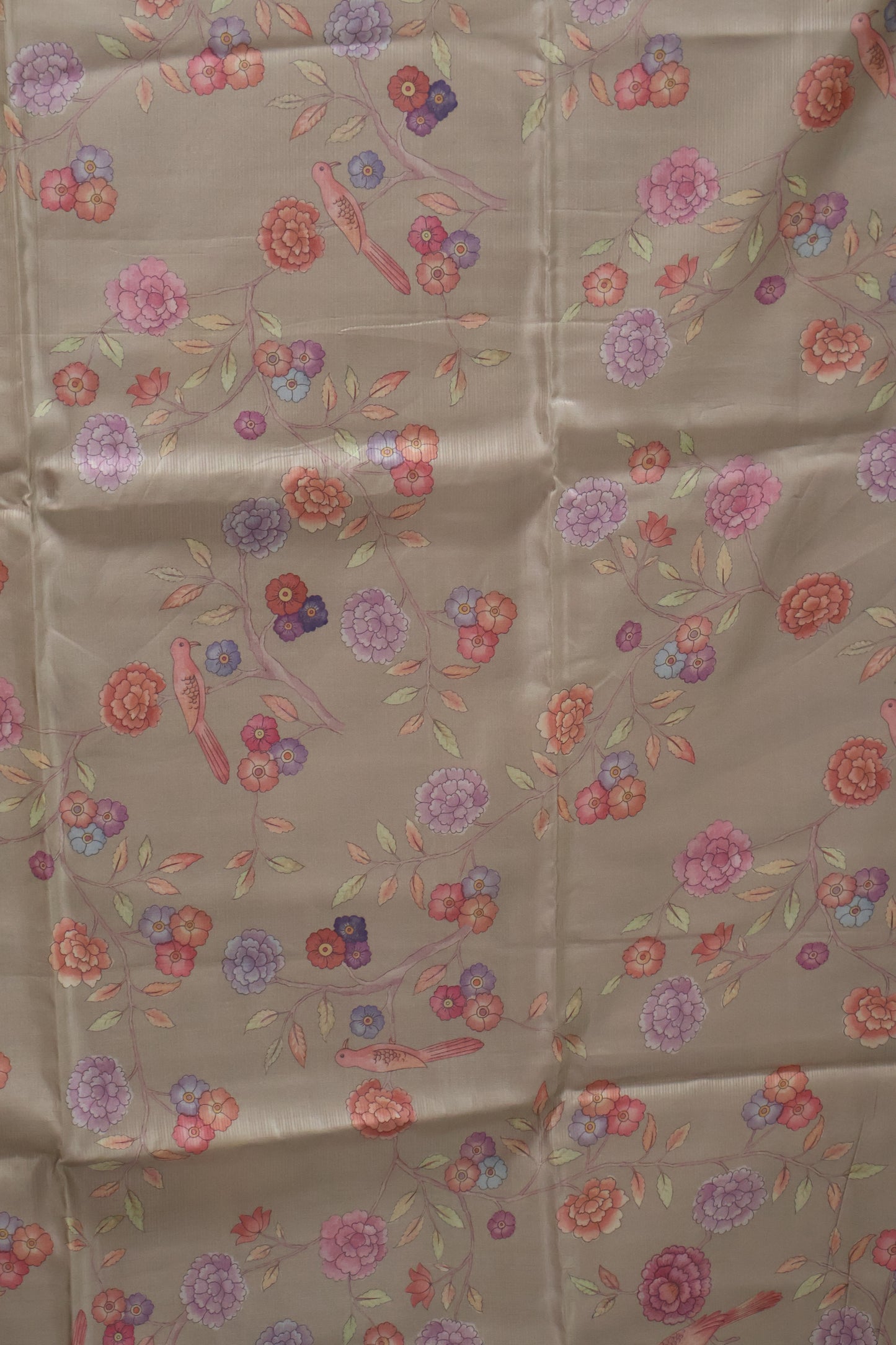 soft tussar saree-Lavender Sparrow Lines