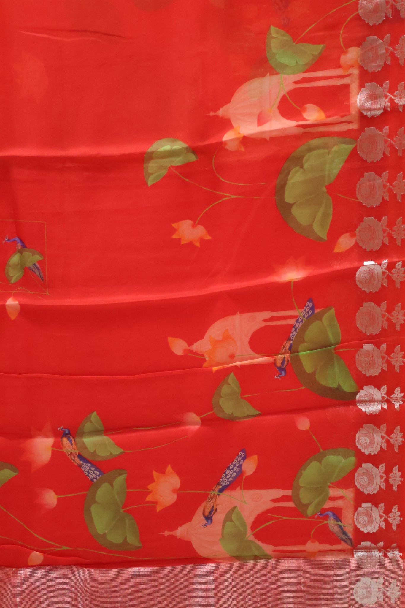 Pure Organza Saree-Red Rose Zari