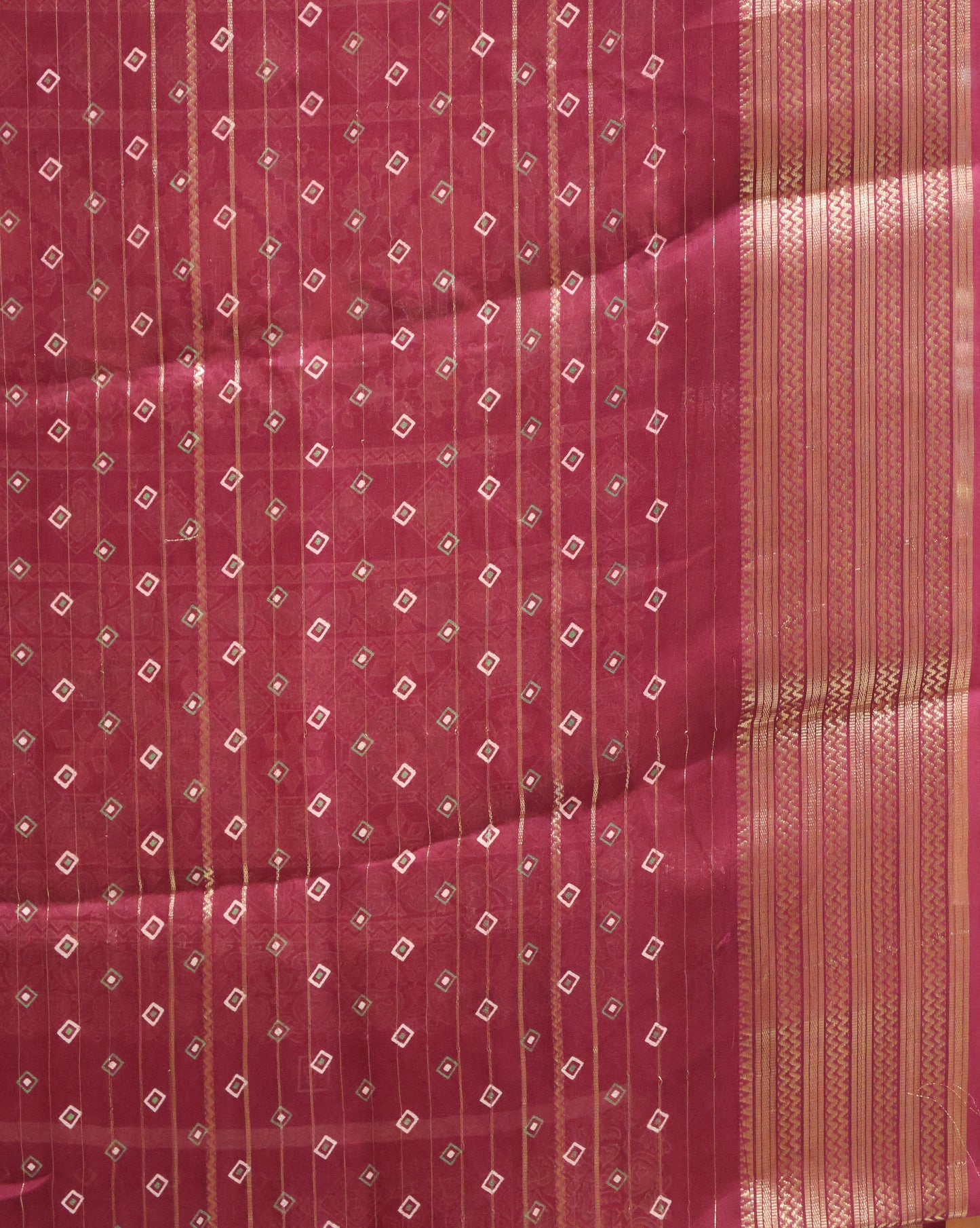 Shiffon Saree-Wine Body Line ajrakh