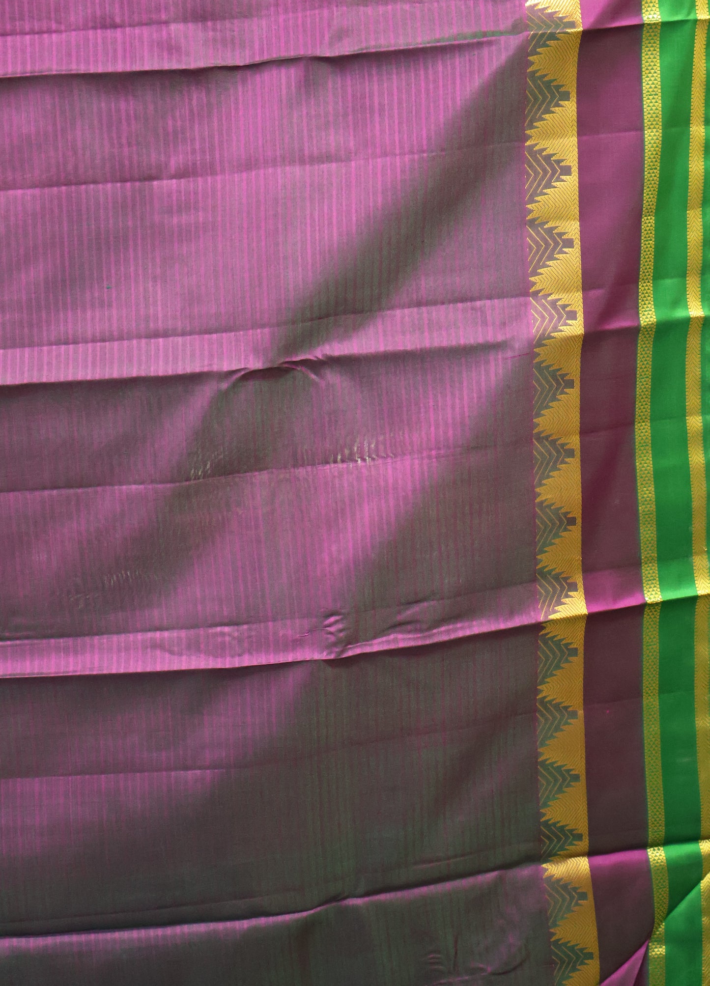 Pure Silk Saree -Bottle Green Dual Border