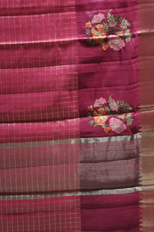Mangal Giri Silk Saree-Purple Floral Print