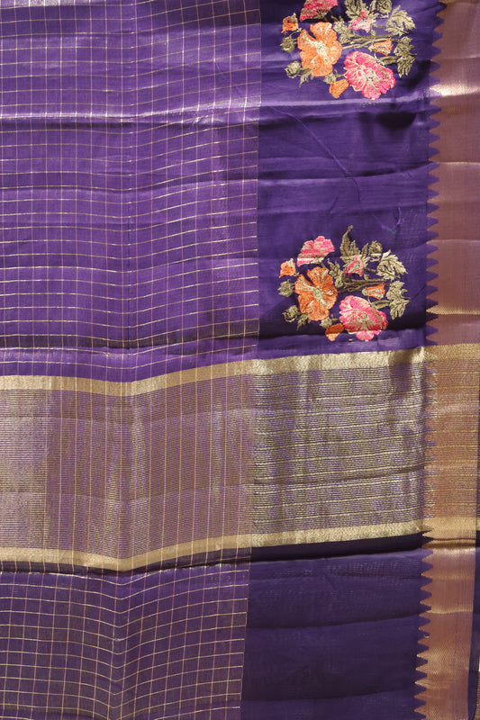 Mangal Giri Silk Saree-Voilet Floral Print