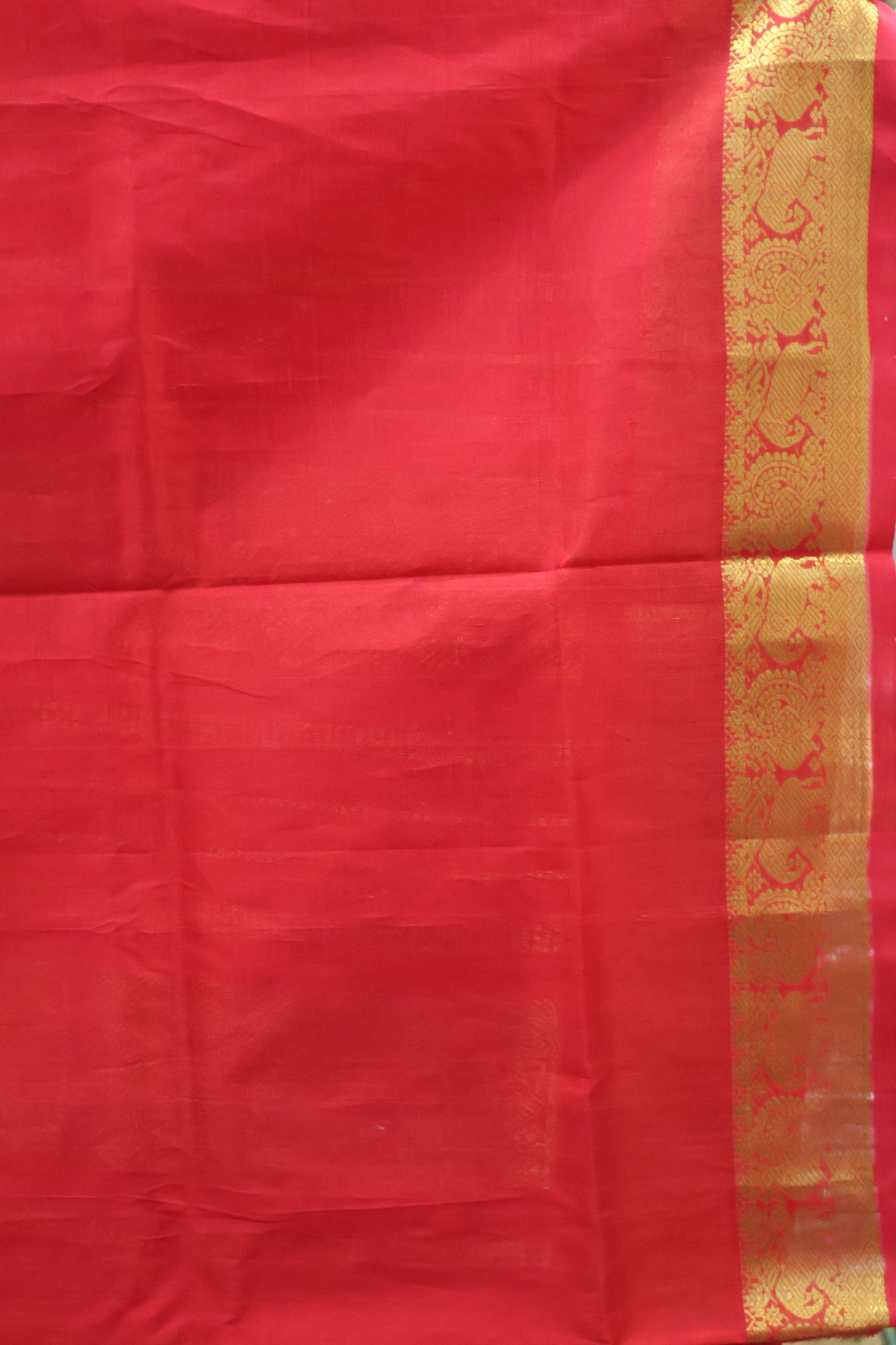 Pure Silk Cotton Saree-Manga Border-Red