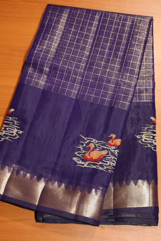 Mangal Giri Silk Saree-Voilet Swan Print