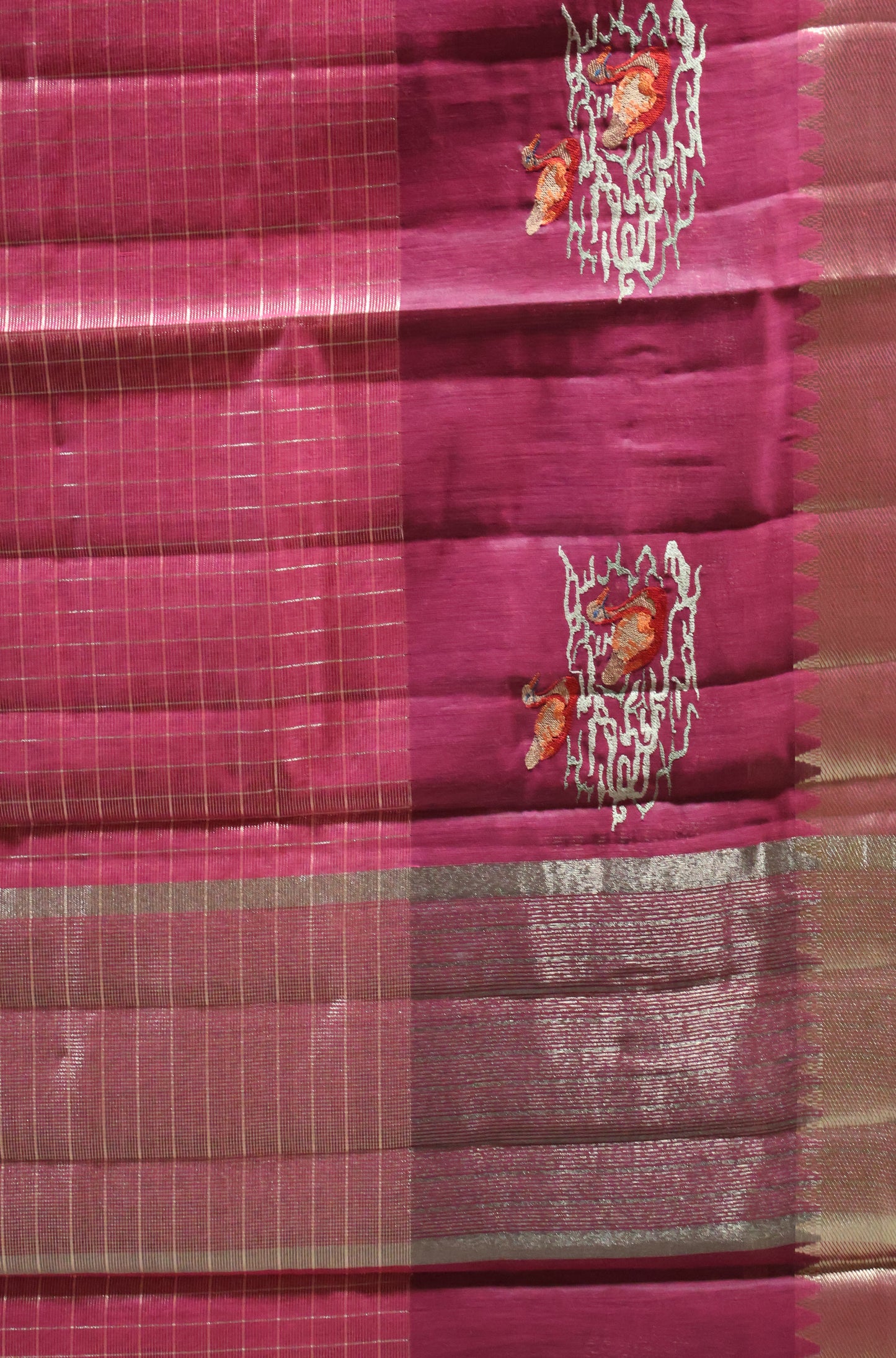 Mangal Giri Silk Saree-Magenta Swan Print