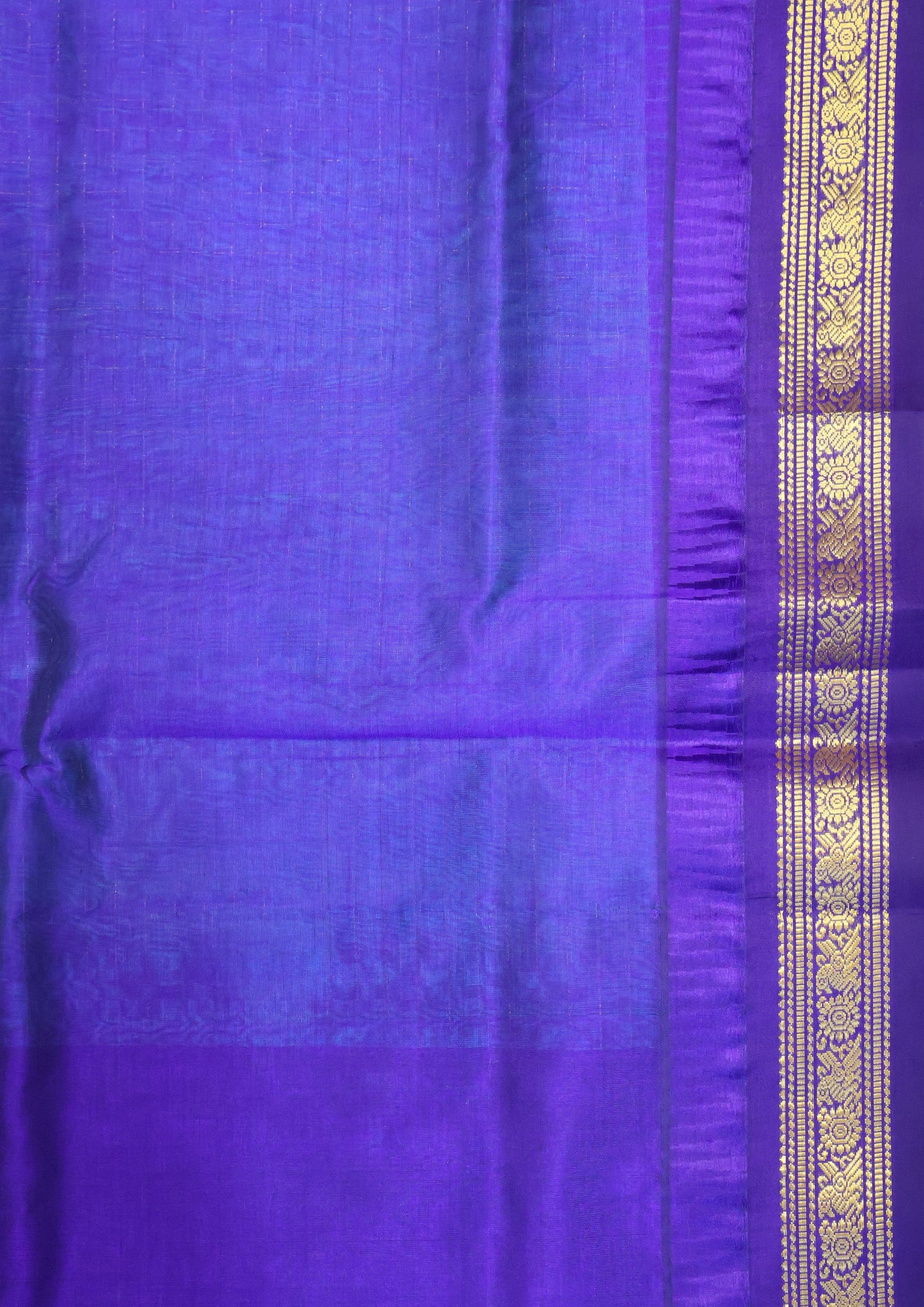 Pure Silk Cotton Saree-Blue Laksha Deepam