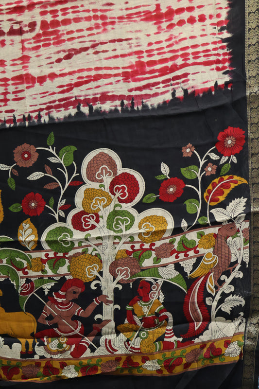 Malai Cotton Saree-Red Shibori Print