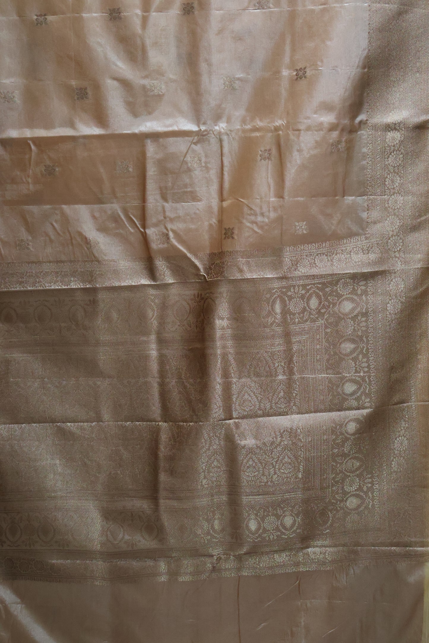 Semi Katan Silk Saree- Sandal Leaf Flower