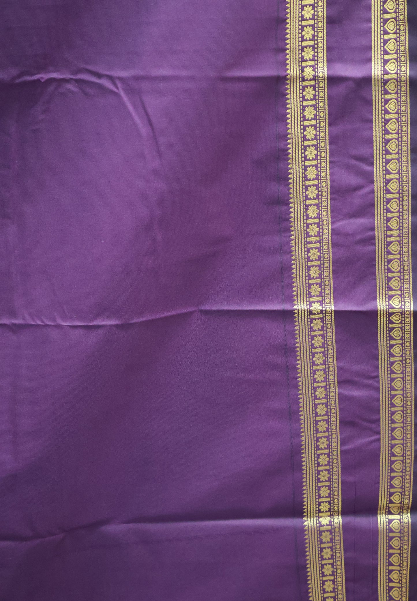 Semi Kanjivaram Silk Saree -Dark Purple Leaf Buta