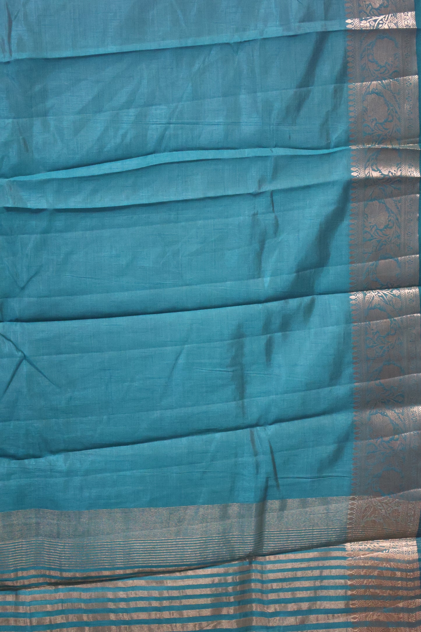 Semi Tussar Saree-Peacock Big Flower Border