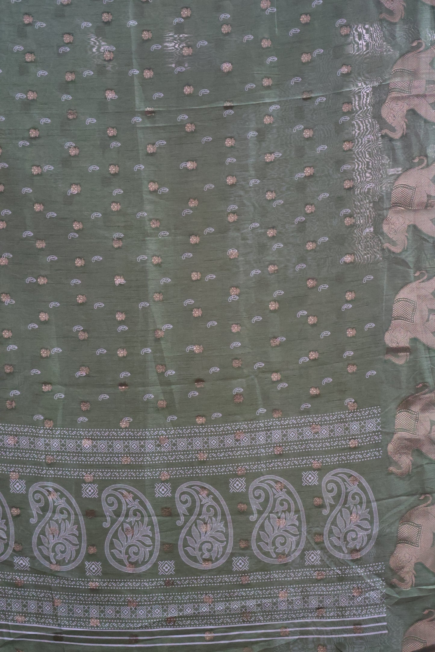 Mango Silk-Olive green Elephant Buta