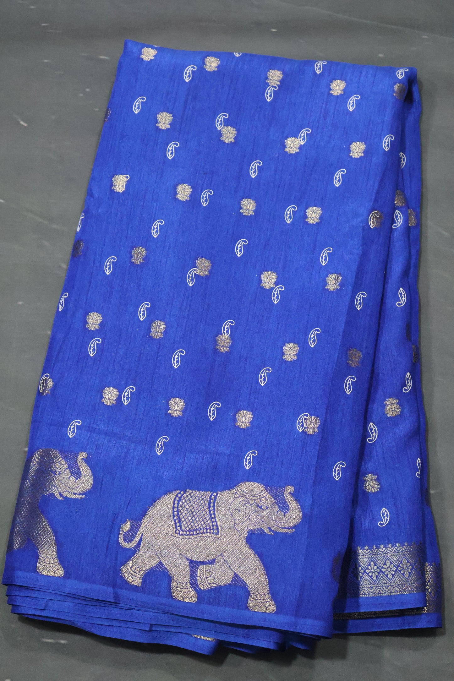 Mango Silk- Blue Elephant Buta