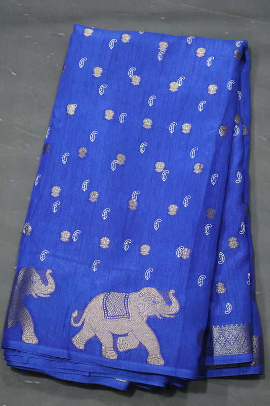 Mango Silk- Blue Elephant Buta