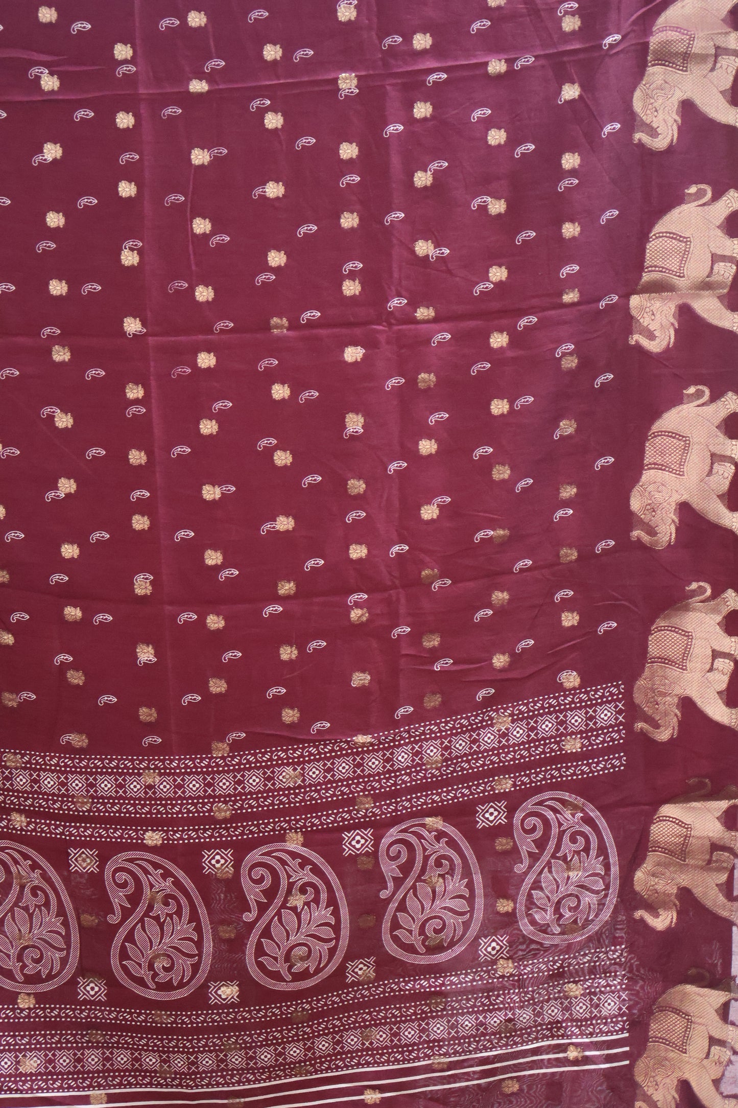 Mango silk - Maroon Elephant Butta