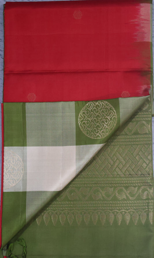 Pure Kanjivaram Saree - Red Checks