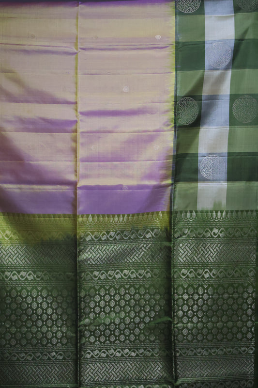 Pure Kanjivaram Saree - Sandal Checks