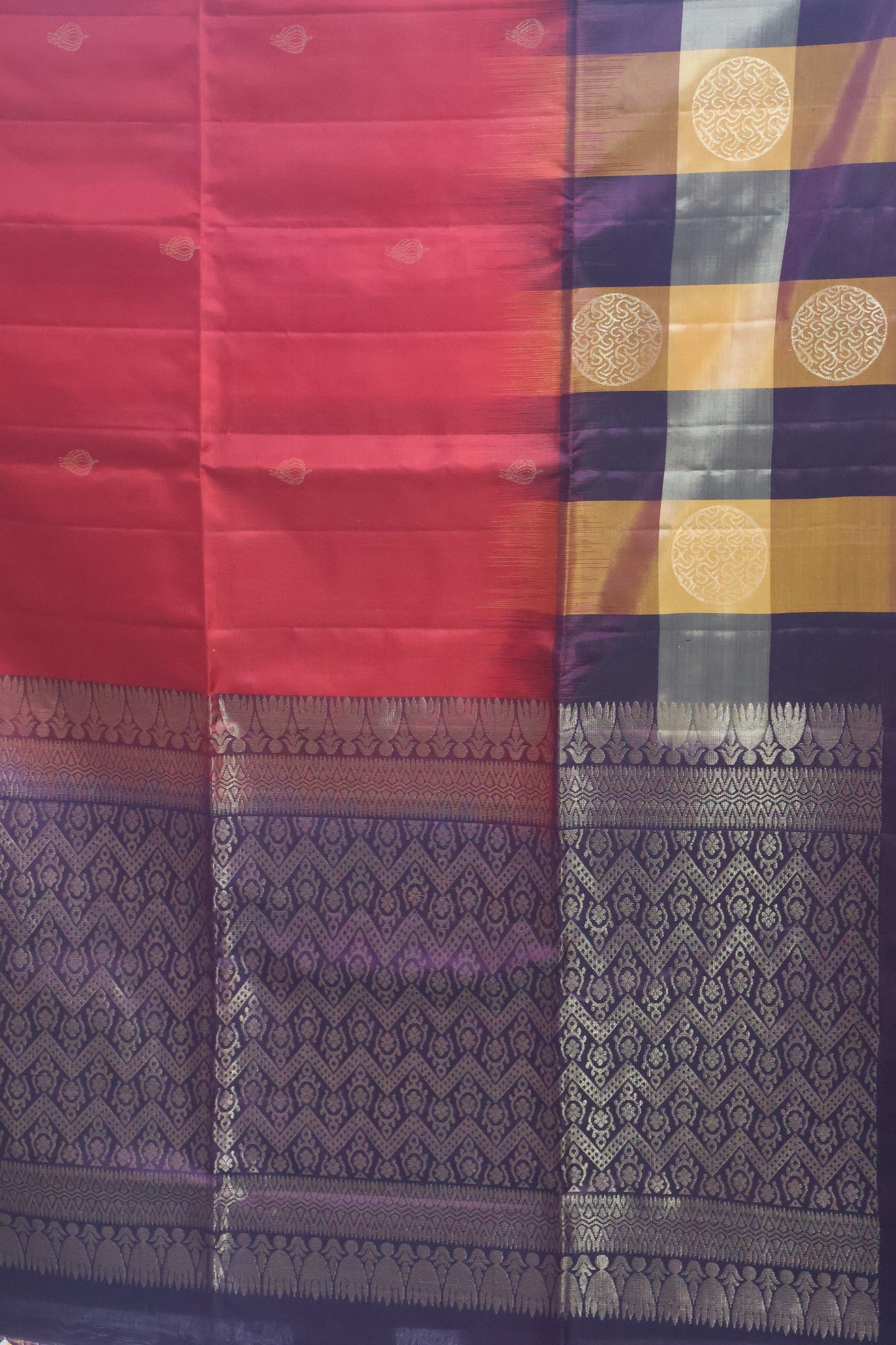Pure Kanjivaram Saree - Red Checks