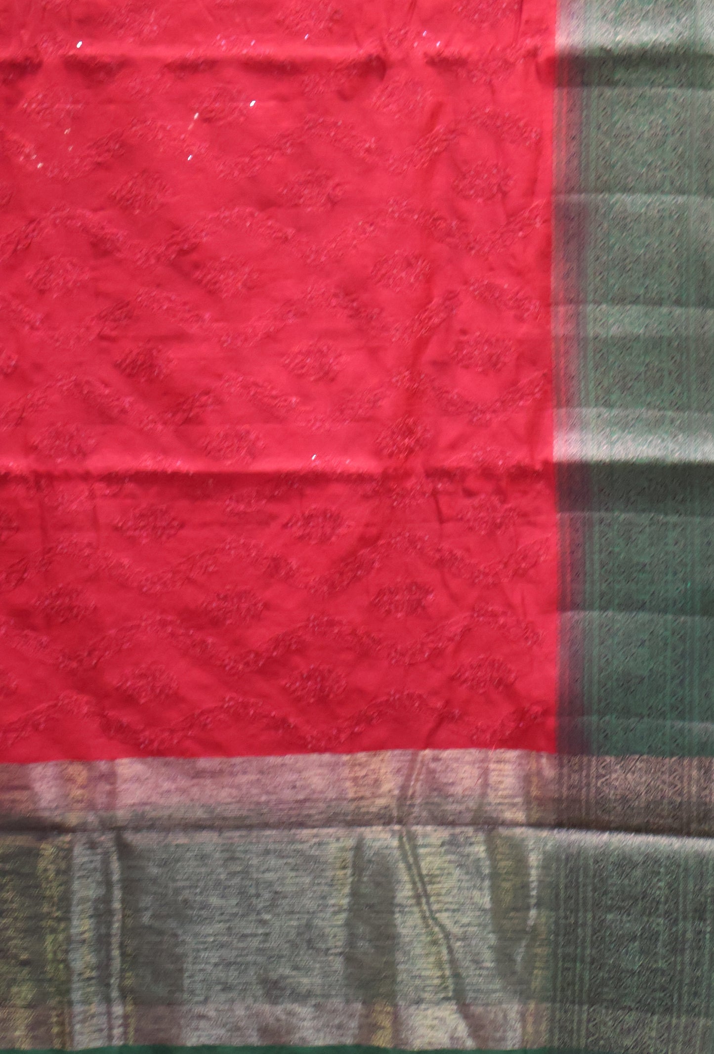 Bamboo Silk Saree-Red Sequence Work