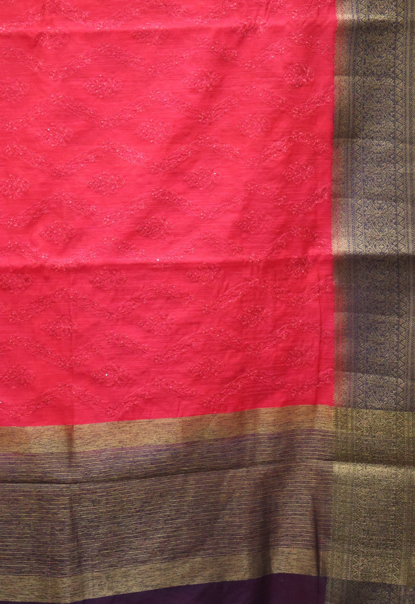 Bamboo Silk Saree-Rani Pink Sequence Work
