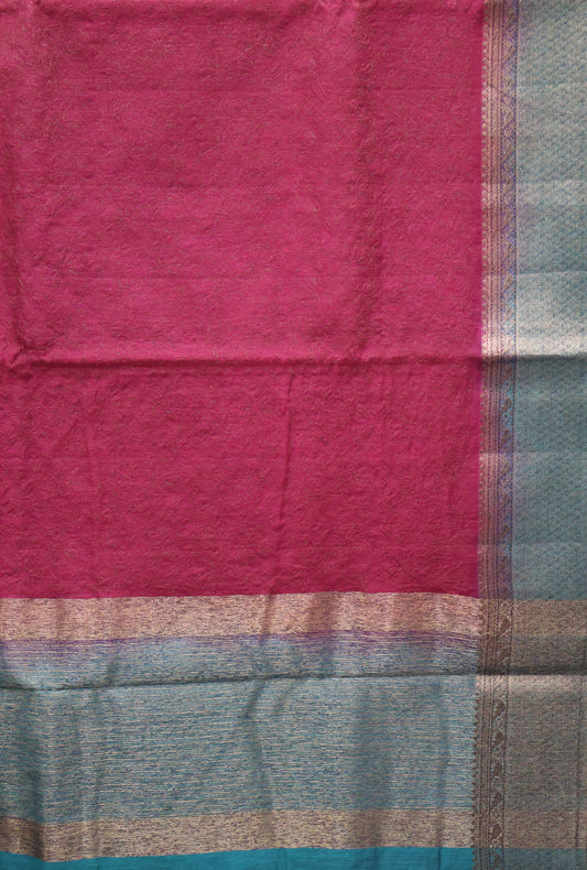 Bamboo Silk Saree-Wine Sunflower Design