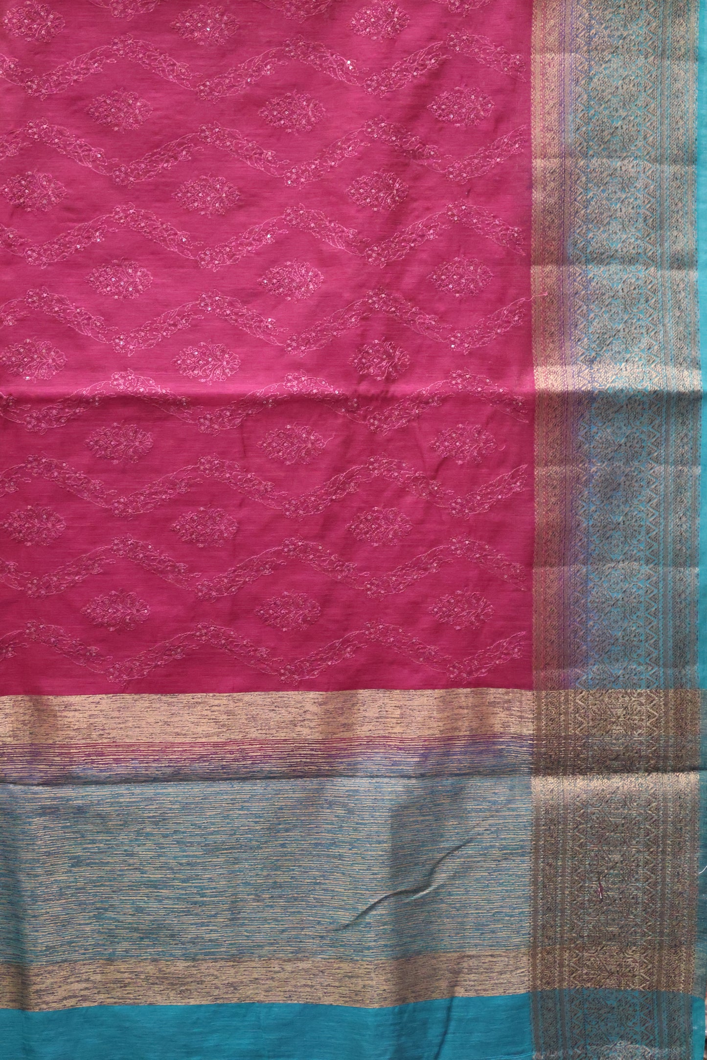 Bamboo Silk Saree-Wine Sequence Work