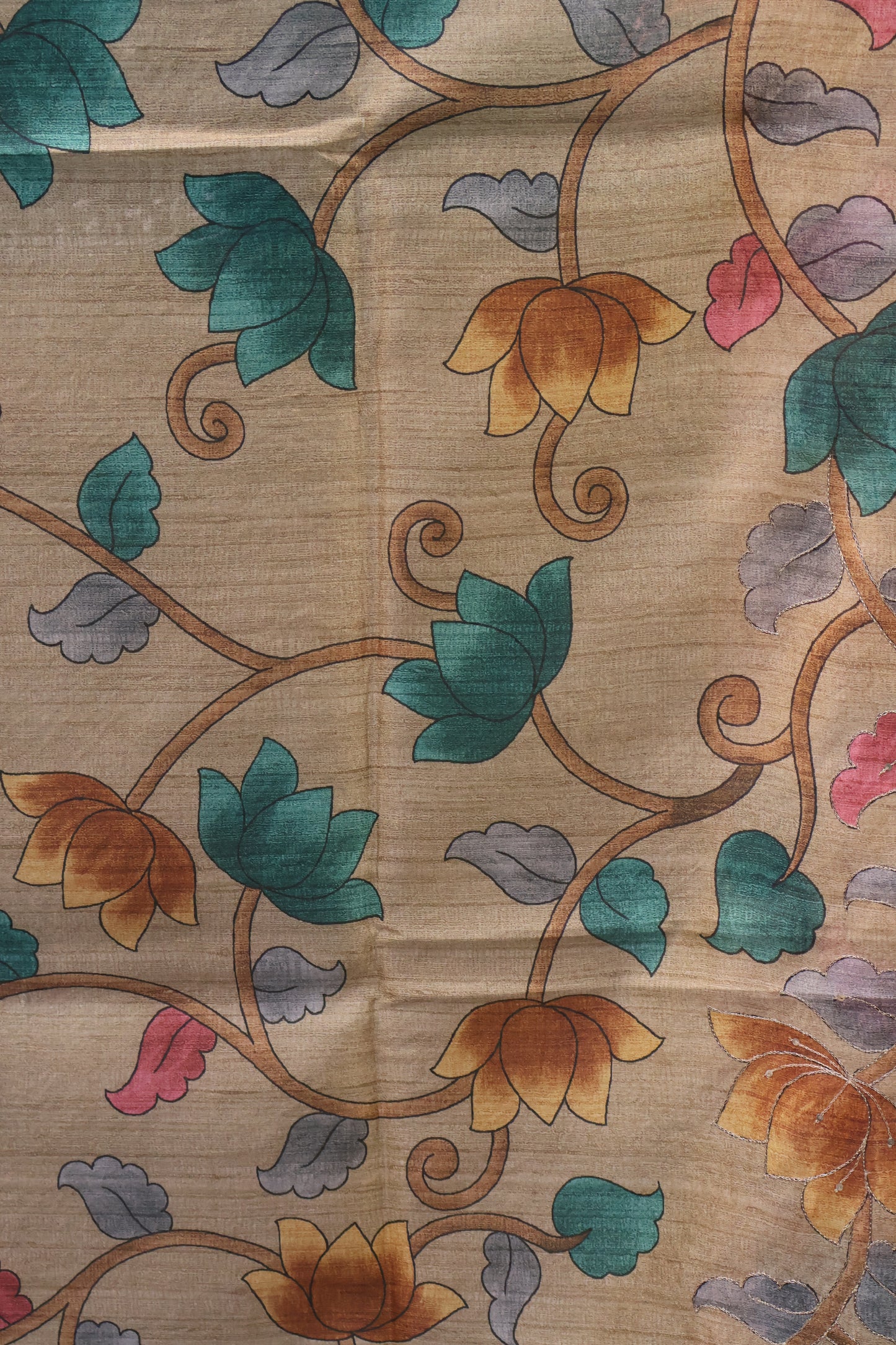 Fushion Kanjivaram Silk Saree- Green Zig Zag Zari