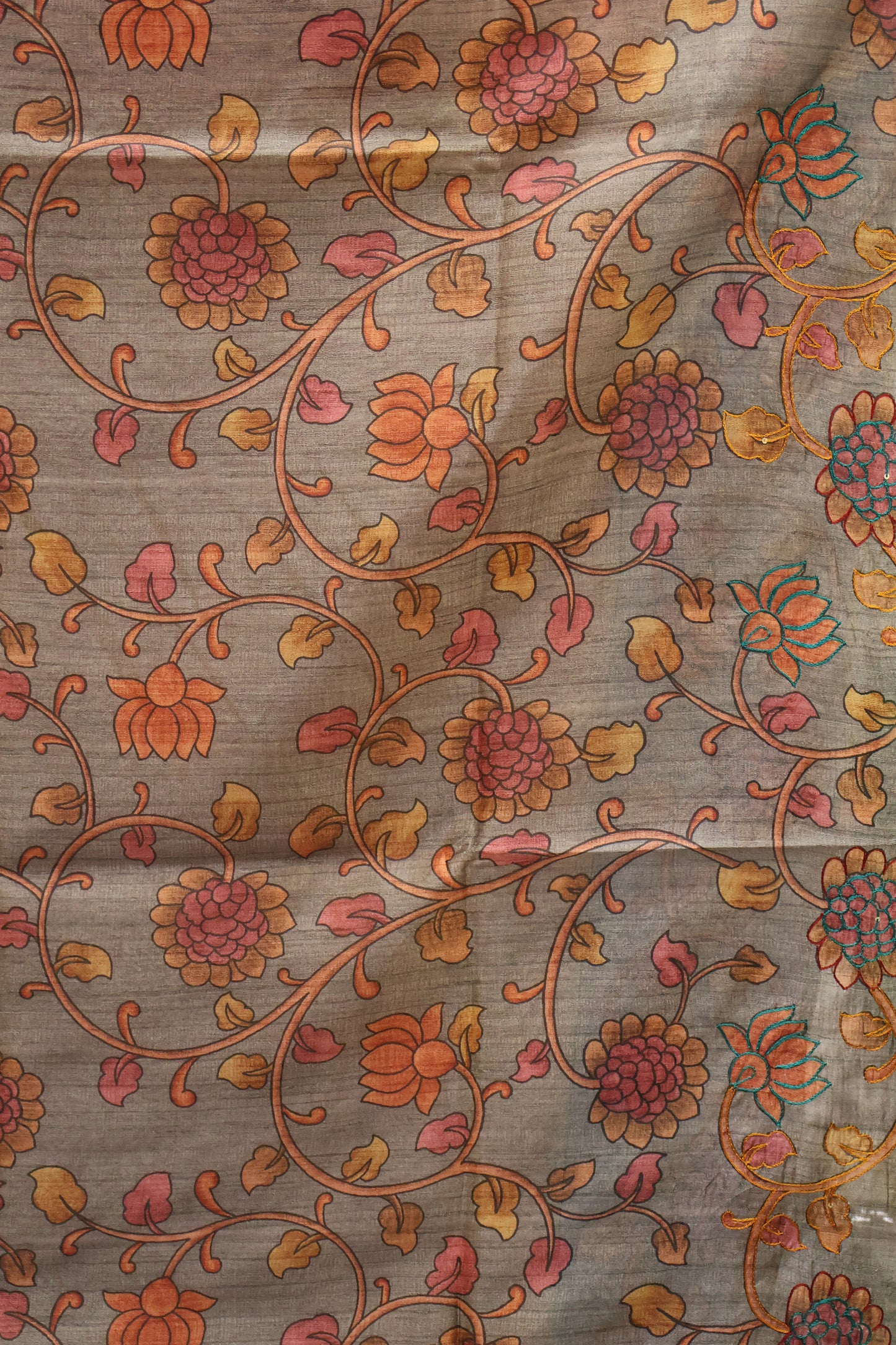 Fushion Kanjivaram Silk Saree-Orange Zig Zag Zari Work