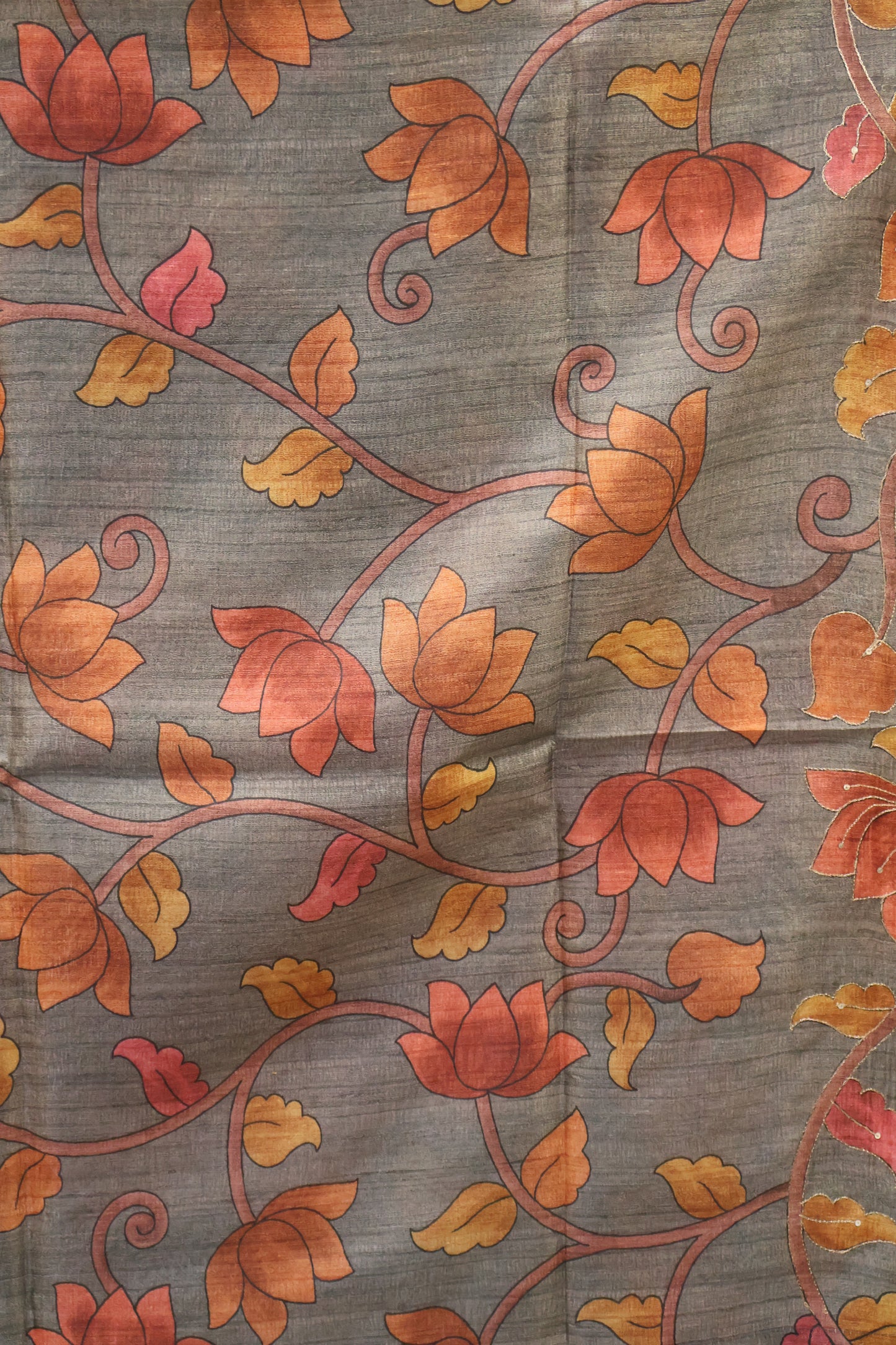 Fushion Kanjivaram Silk Saree-Mustard Zig Zag Work
