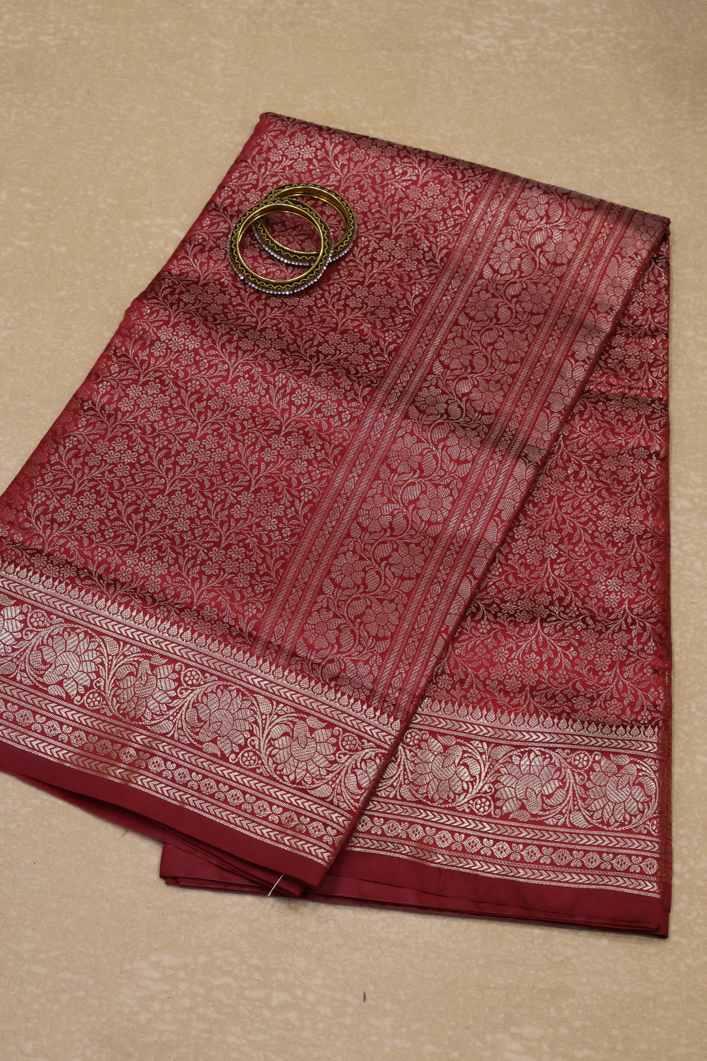 Banarasi Crepe Saree-Brocade Red