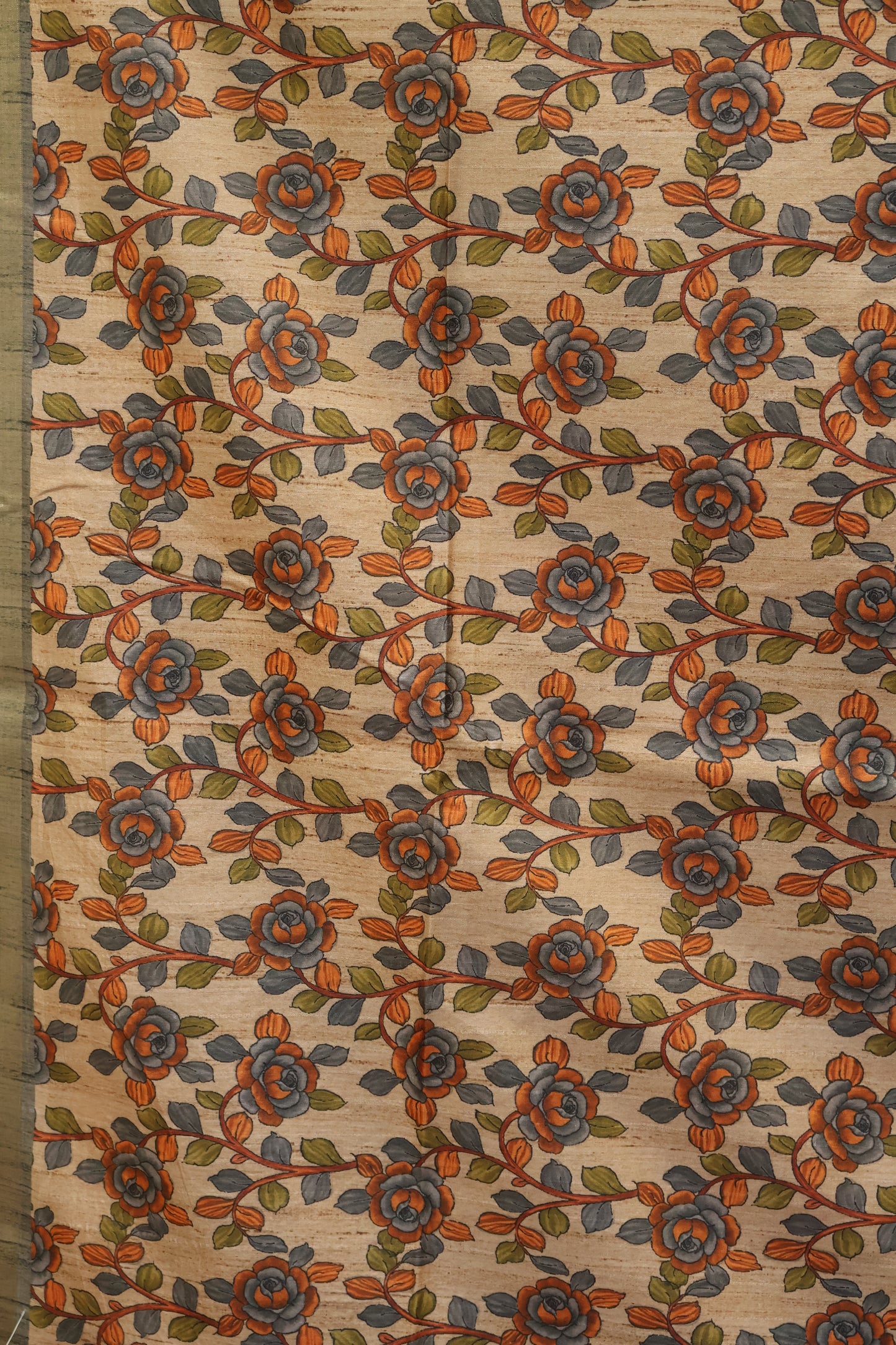 Semi Tussar Saree - Grey Lehariya Cutwork