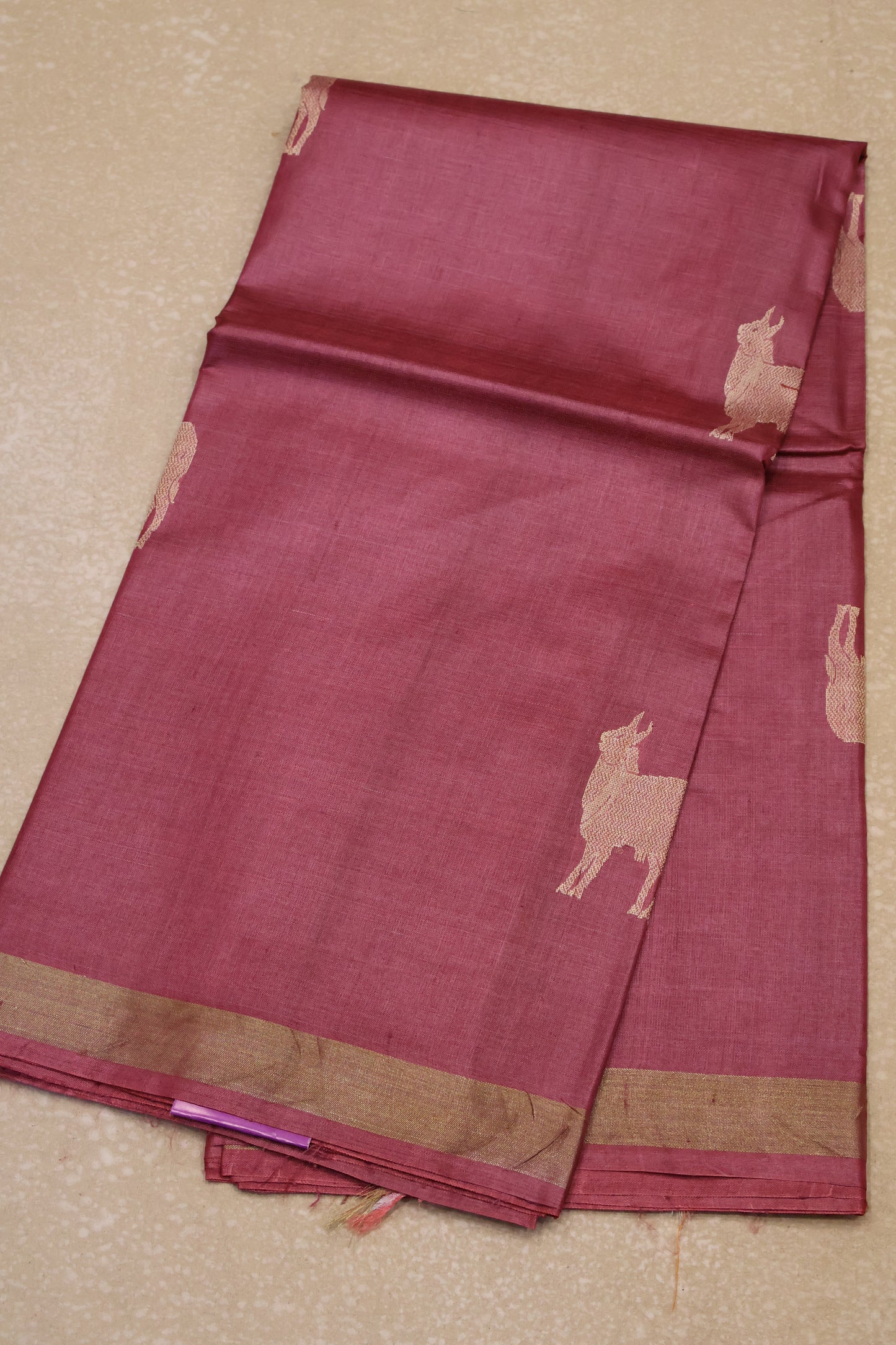 Pure Tussar Saree -Maroon Pichwai Zari
