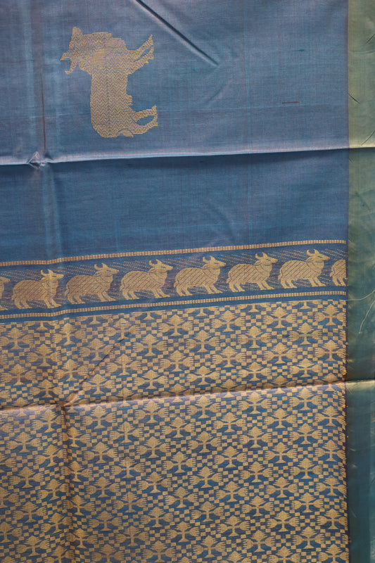 Pure Tussar Saree - Smoky Voilet Pichwai Zari