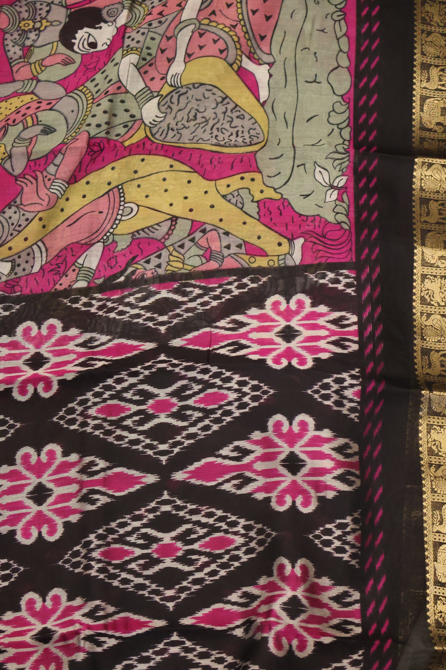 Malai Cotton Saree-Pink Pichwai Print