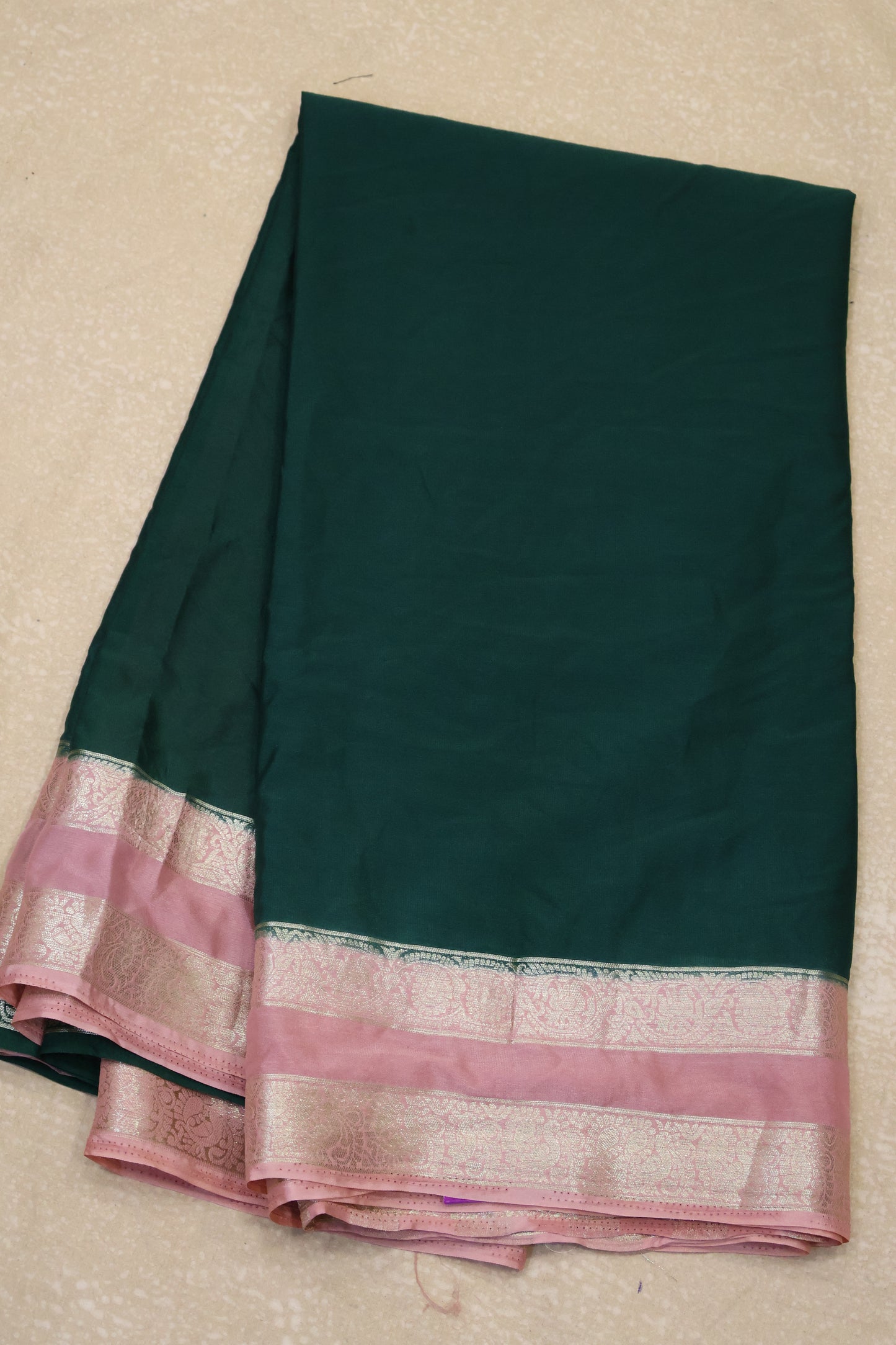 Semi Mysore Silk Saree-Green Dusky Rose