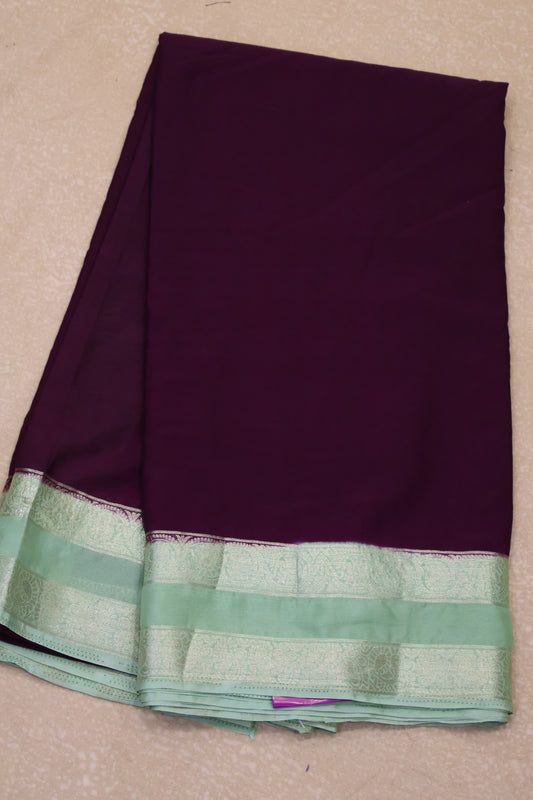 Semi Mysore Silk Saree-Wine Pista Green